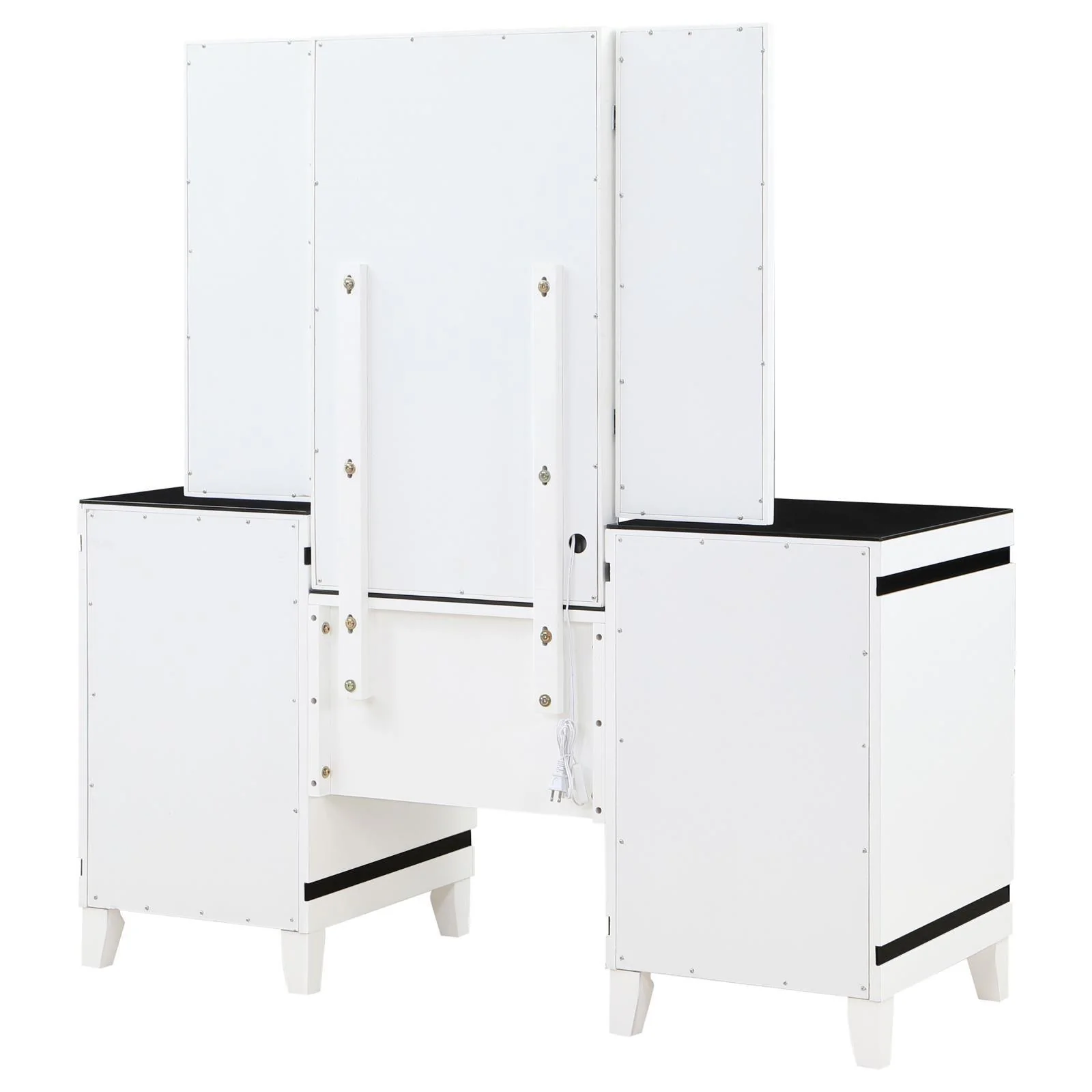Talei Black and White 6-drawer Vanity Set with Hollywood Lighting - Image 8