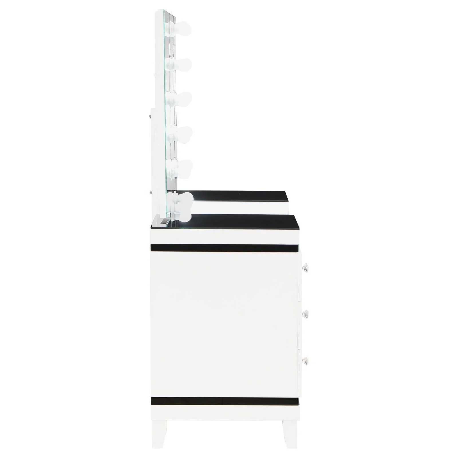 Talei Black and White 6-drawer Vanity Set with Hollywood Lighting - Image 9