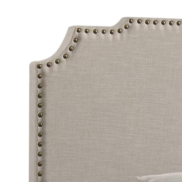 Tamarac Beige Upholstered Nailhead Queen Bed - Image 5