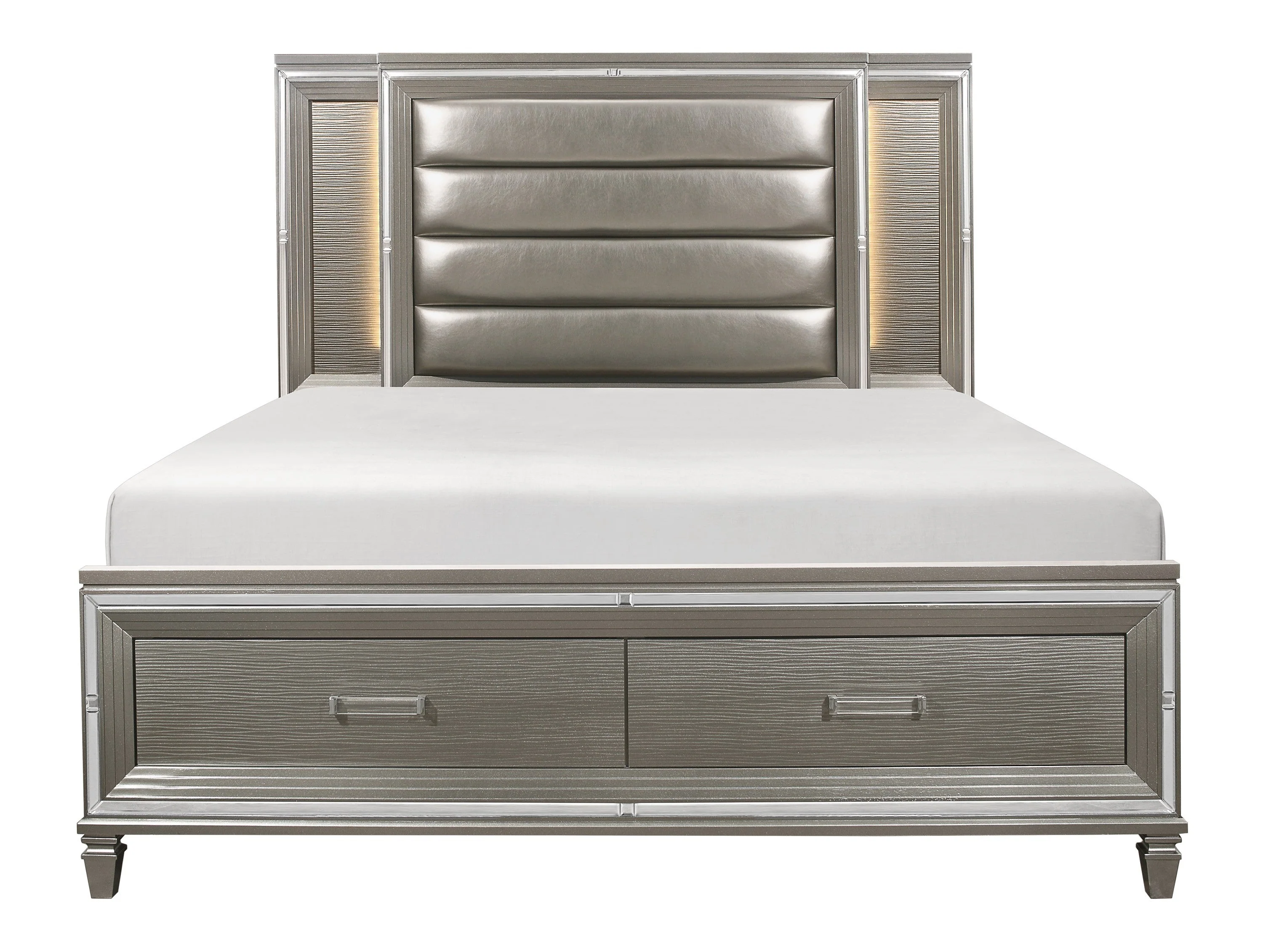 Tamsin Silver/Gray Metallic California King LED Upholstered Storage Platform Bed