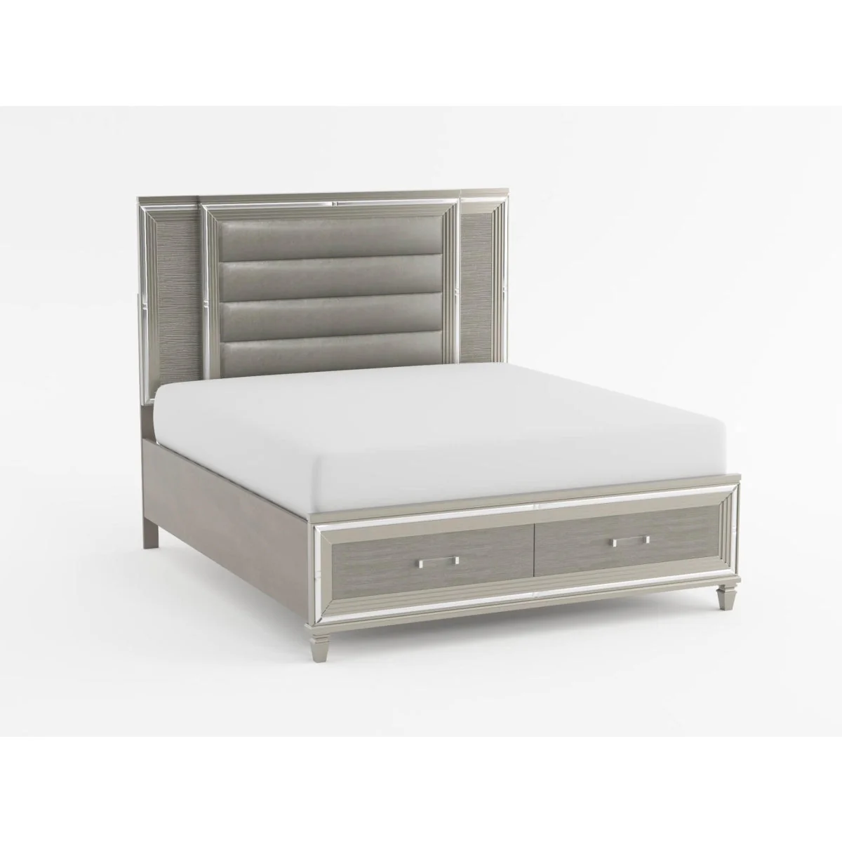 Tamsin Silver/Gray Metallic California King LED Upholstered Storage Platform Bed - Image 9