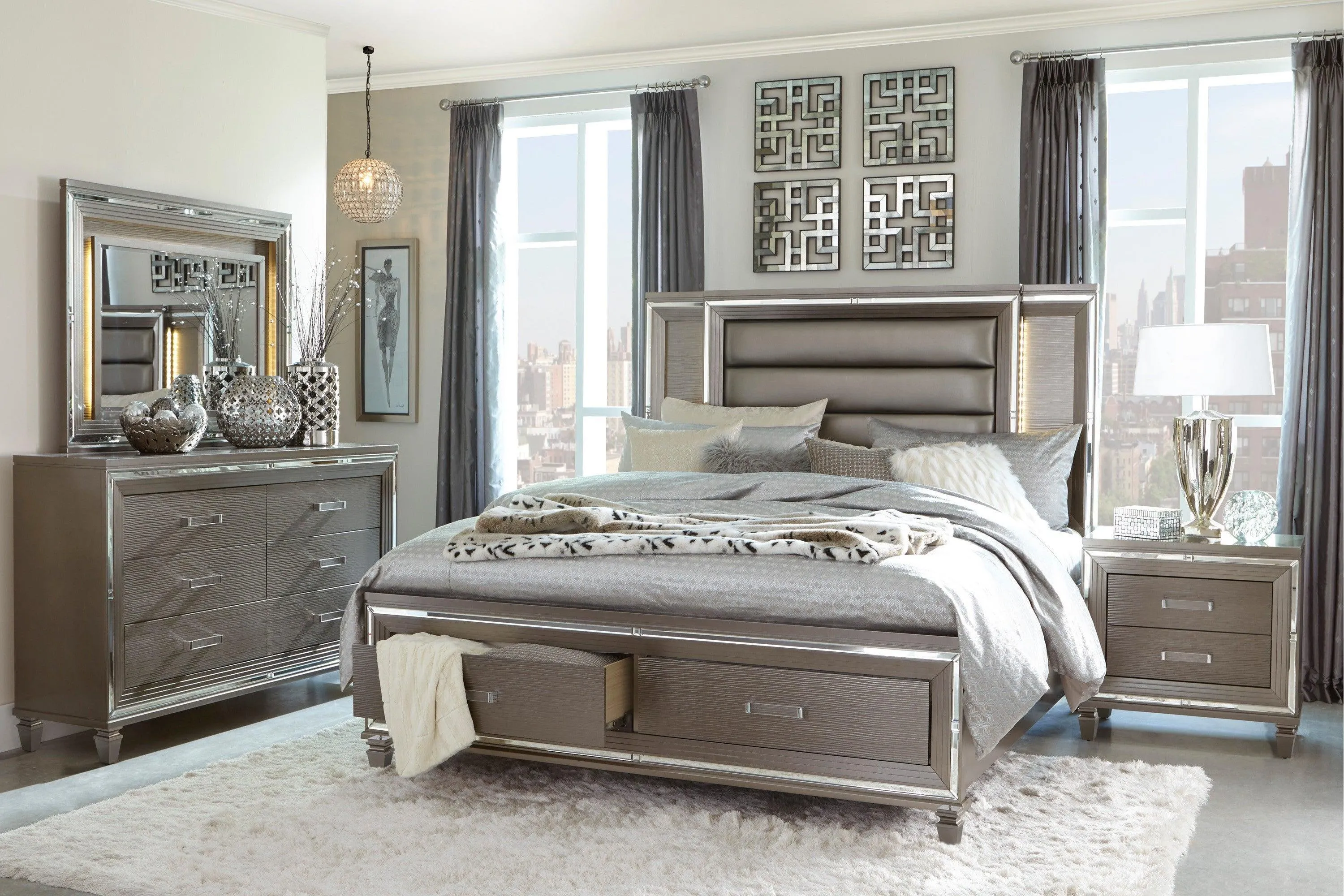 Tamsin Silver/Gray Metallic Nightstand - Image 2