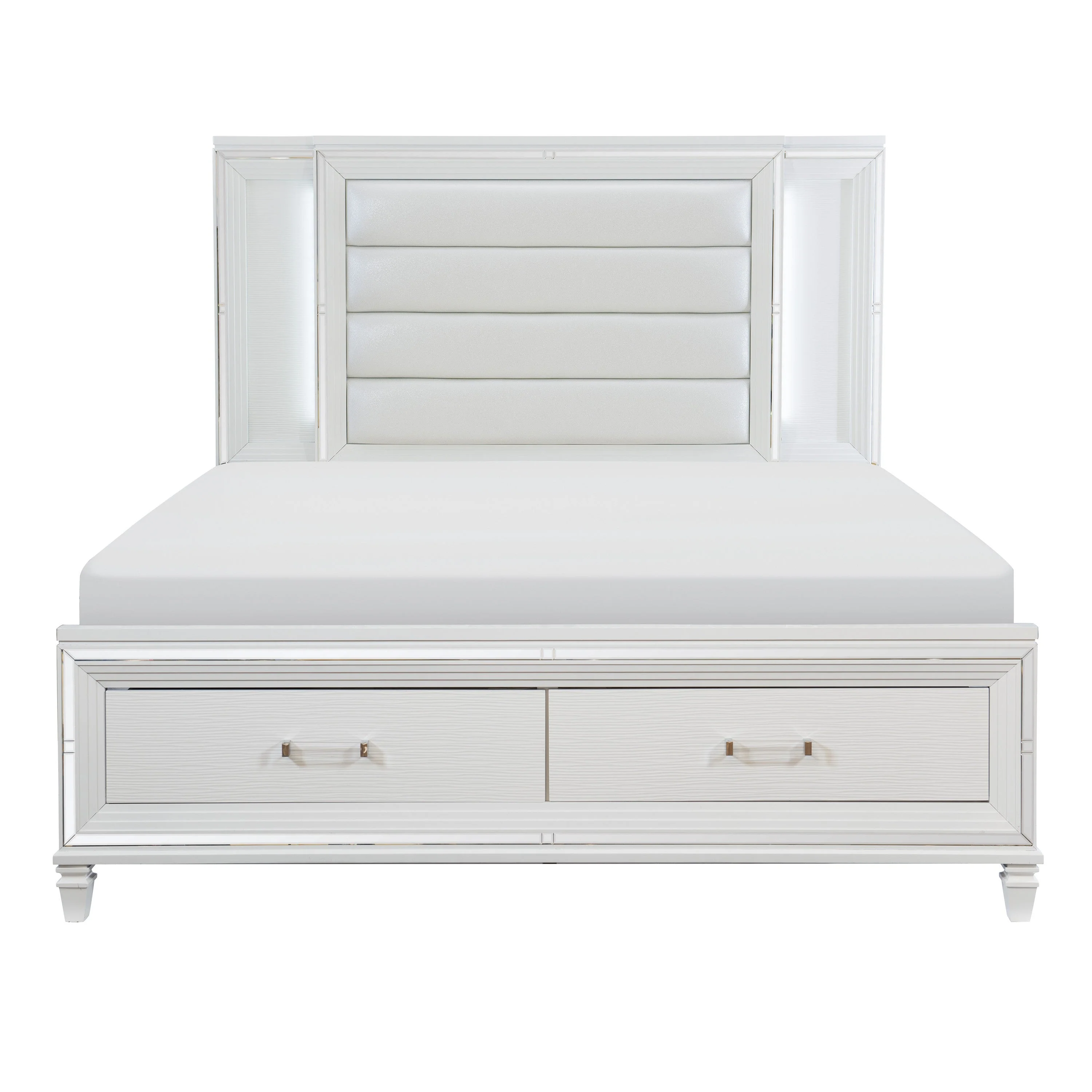 Tamsin White California King LED Upholstered Storage Platform Bed