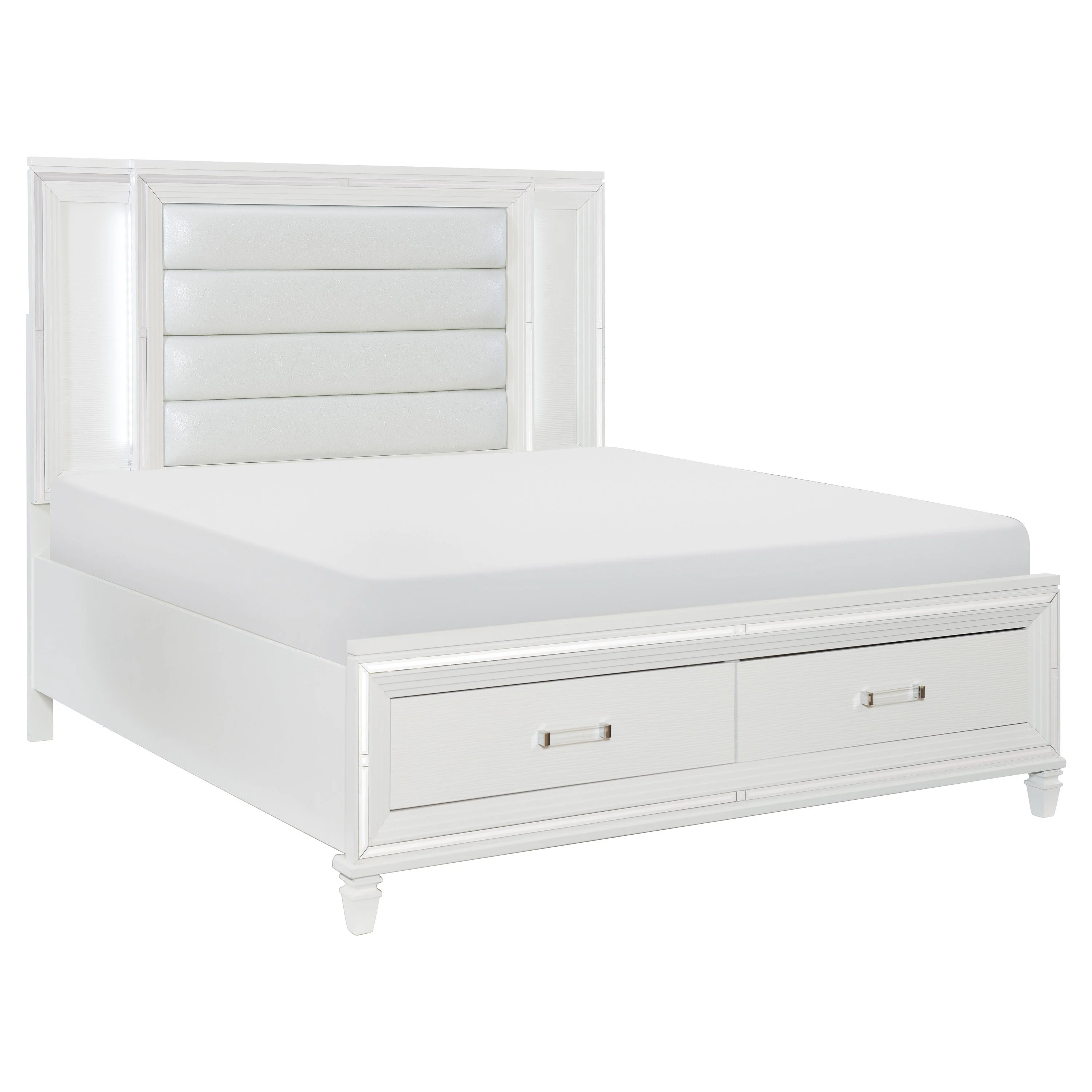 Tamsin White California King LED Upholstered Storage Platform Bed - Image 3