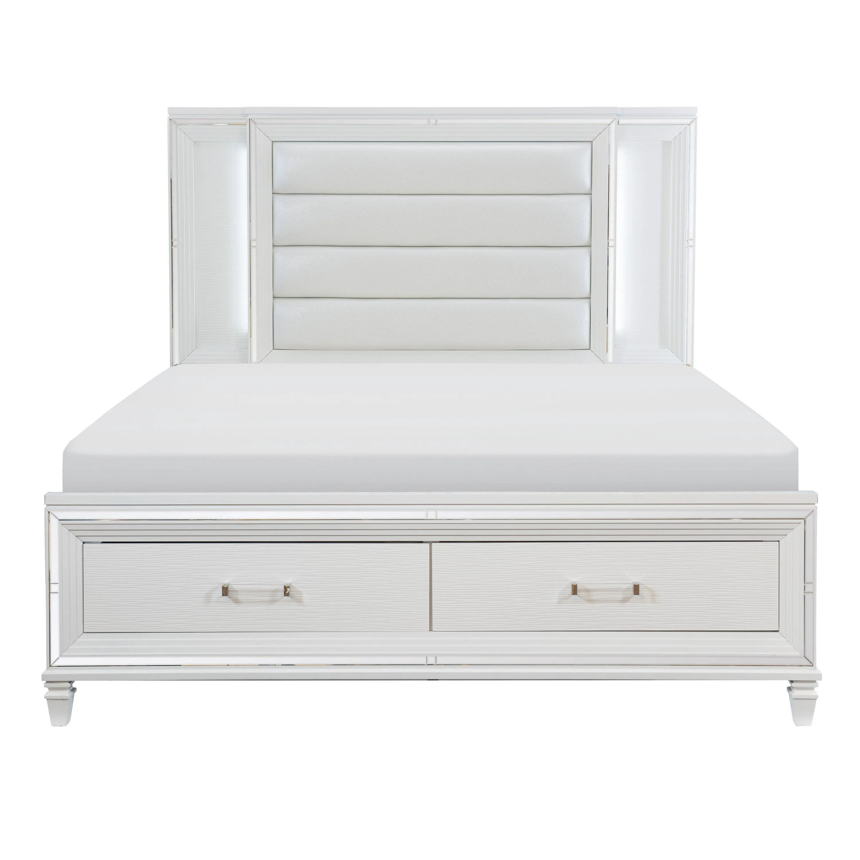 Tamsin White LED Upholstered Storage Platform Bedroom Set - Image 2