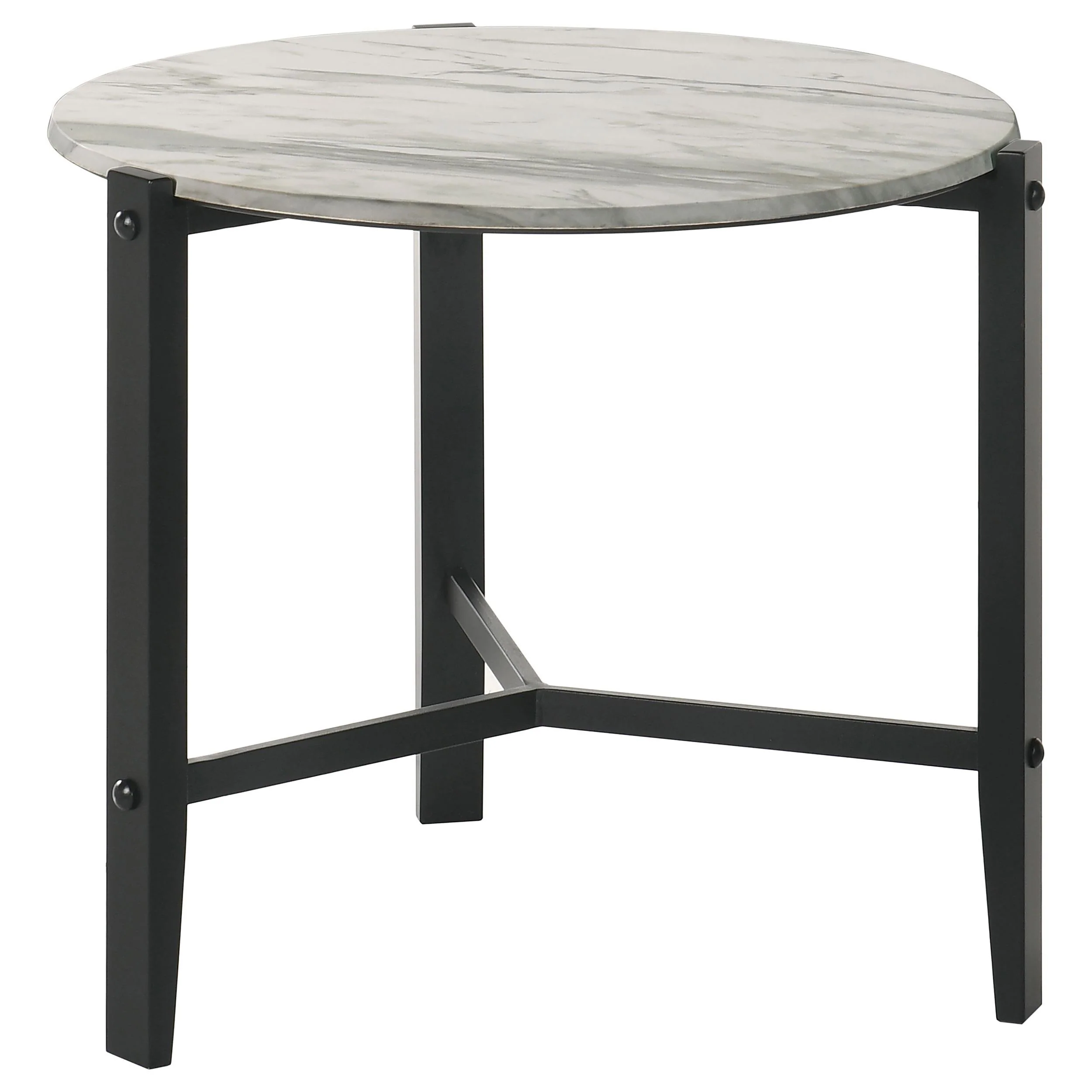 Tandi White 2-Piece Faux Marble Coffee and End Table Set - Image 3