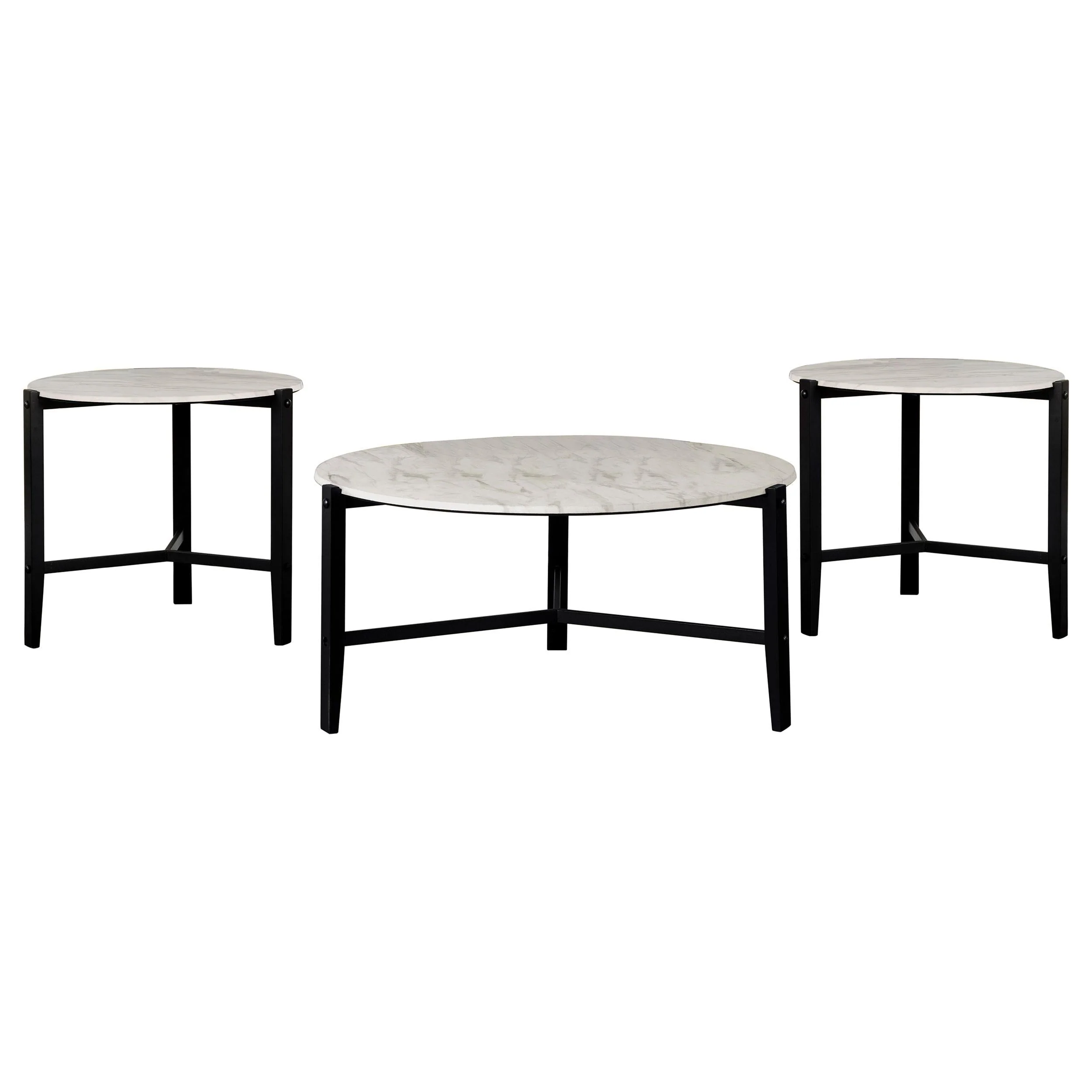 Tandi White 3-Piece Faux Marble Coffee and End Table Set - Image 2