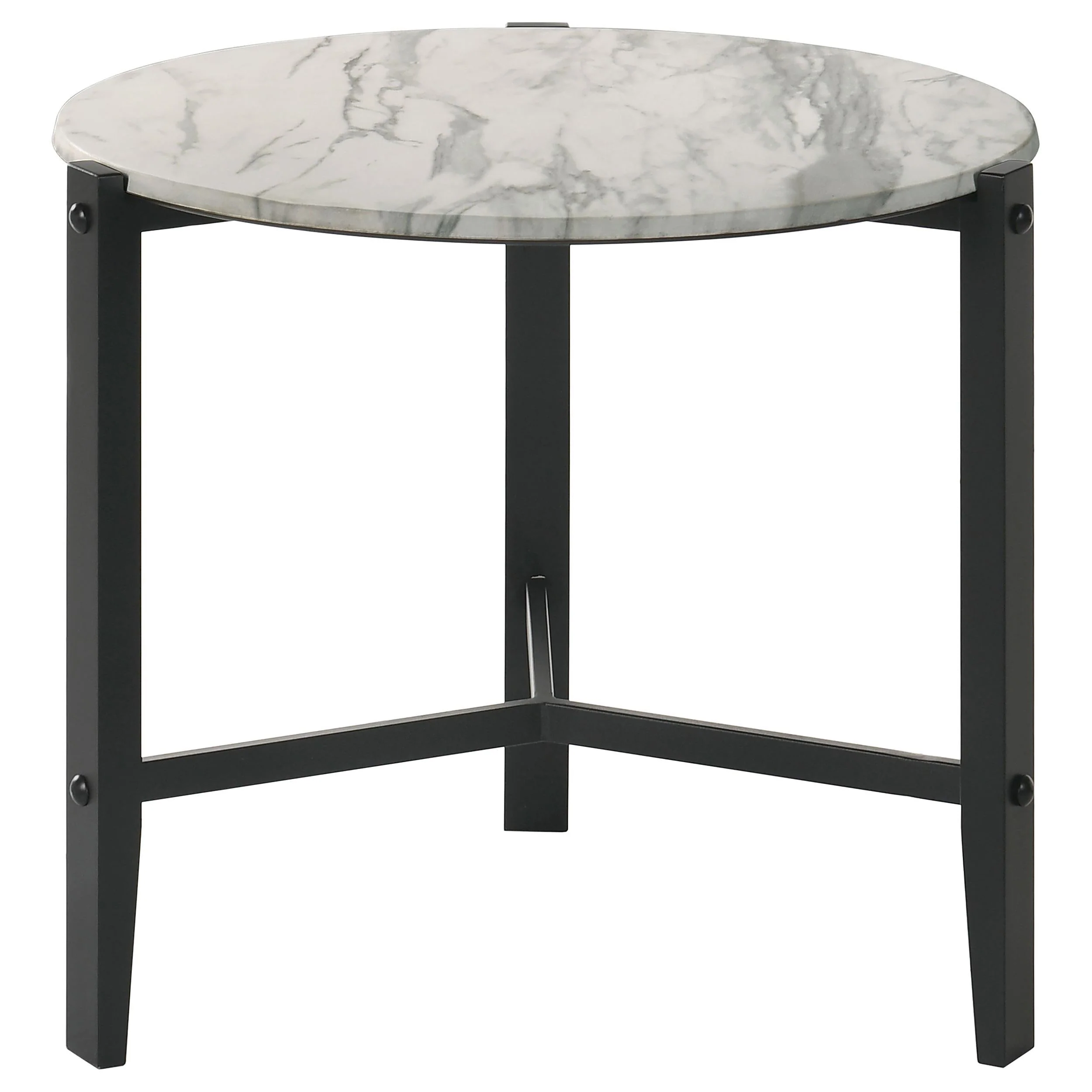 Tandi White 3-Piece Faux Marble Coffee and End Table Set - Image 4