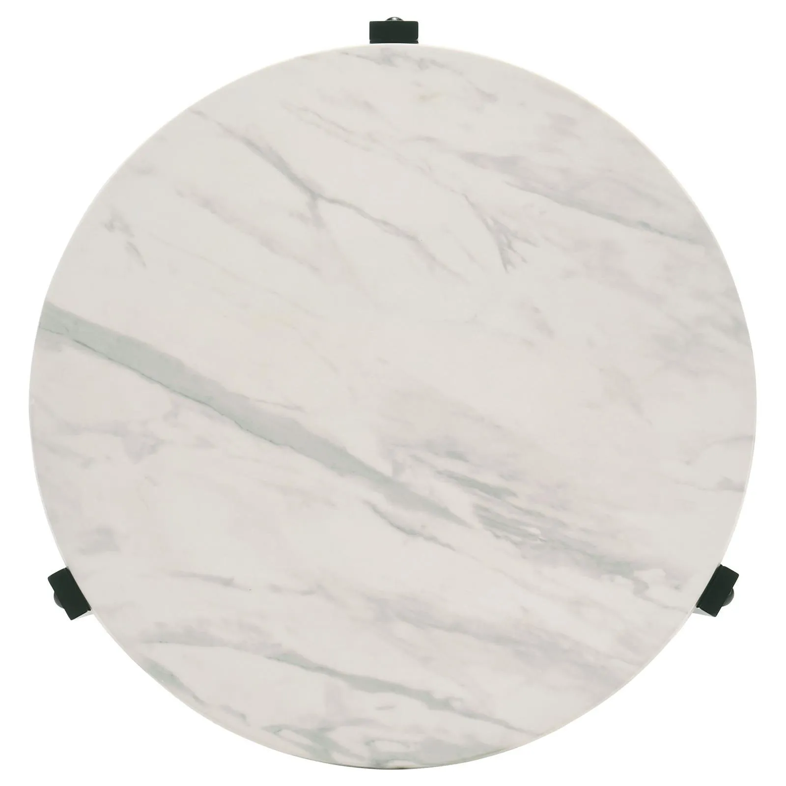 Tandi White Marble/Black Round End Table Faux - Image 3