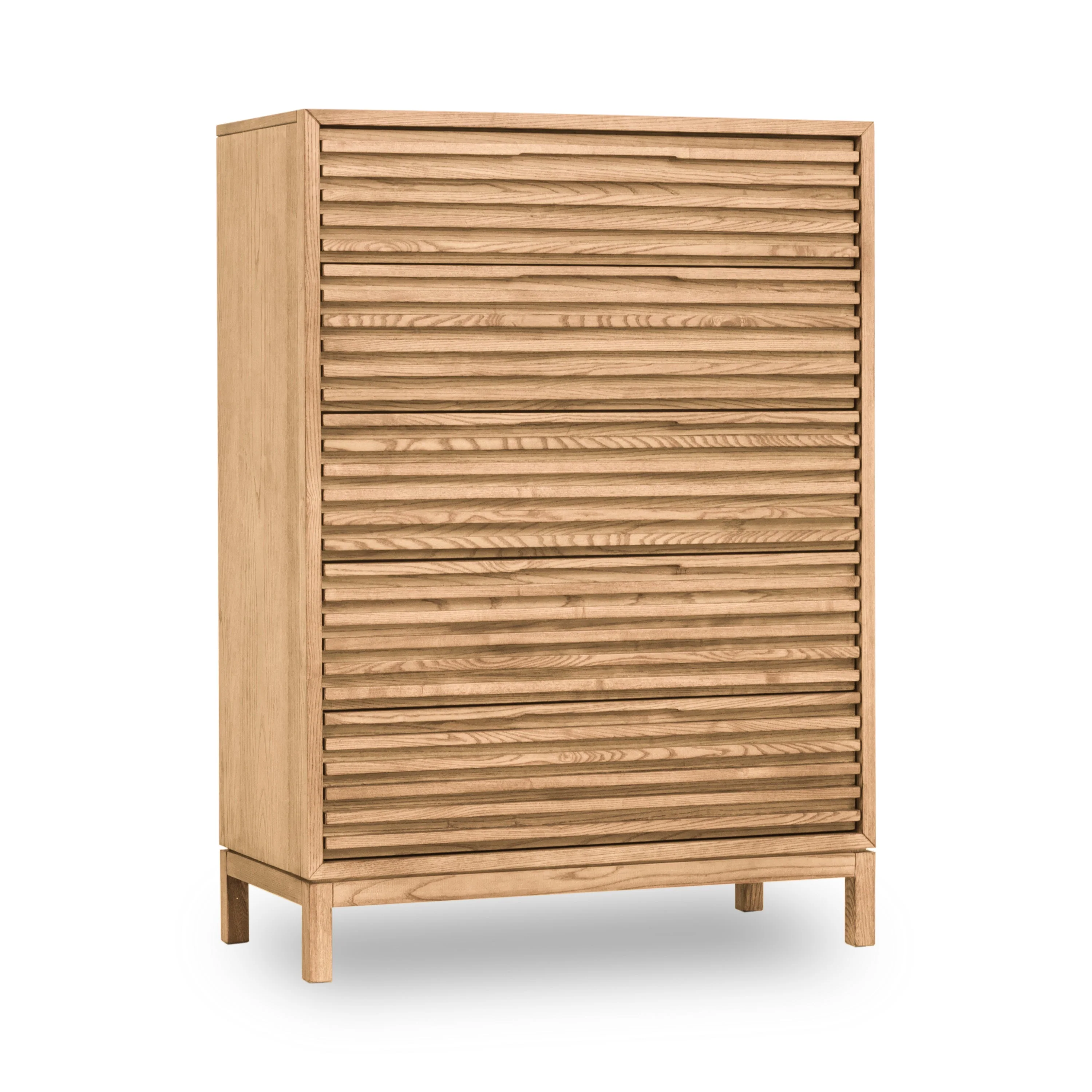 Tanner Five Drawer Ash Wood Chest in Flaxen - Image 3