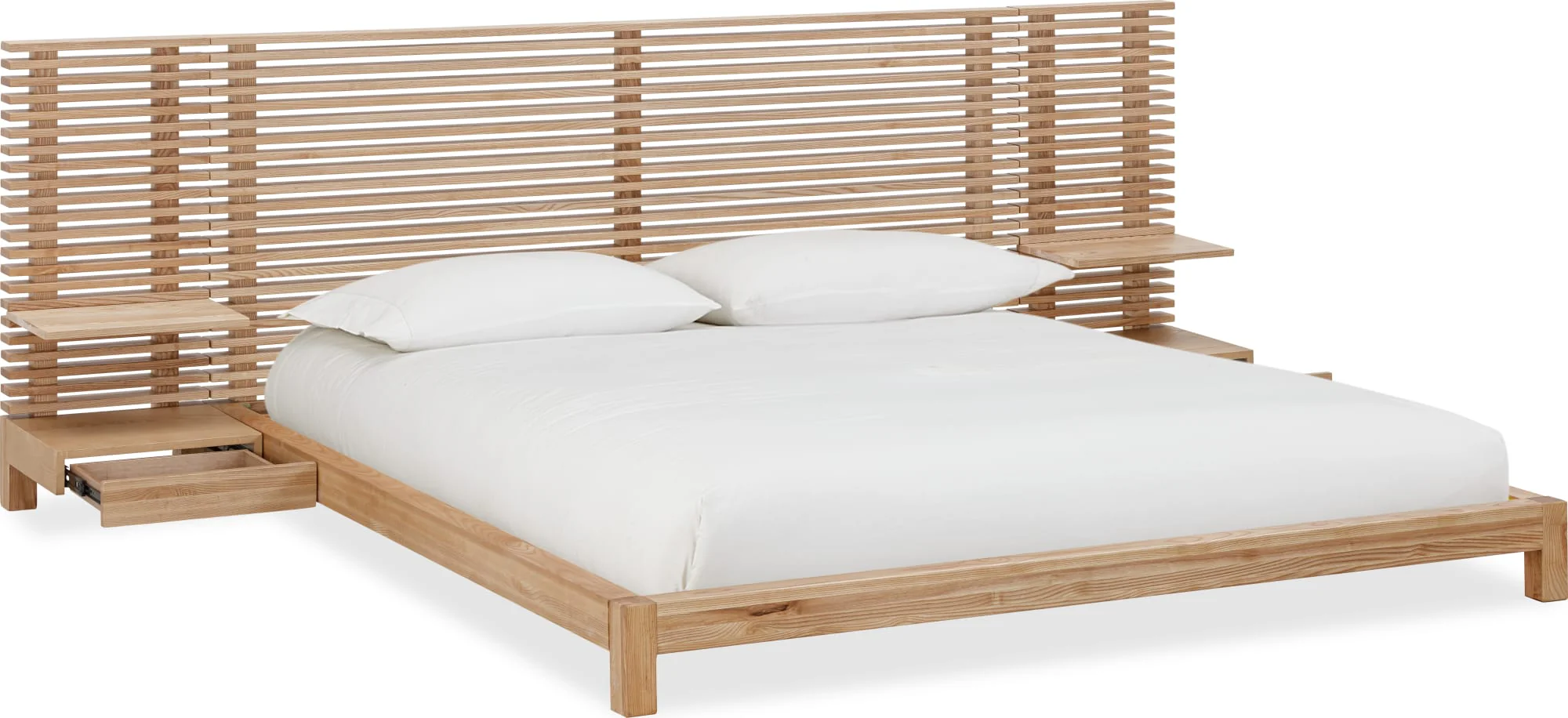 Tanner Flaxen King Solid Ash Wall Bed with Integrated Nightstands - Image 5