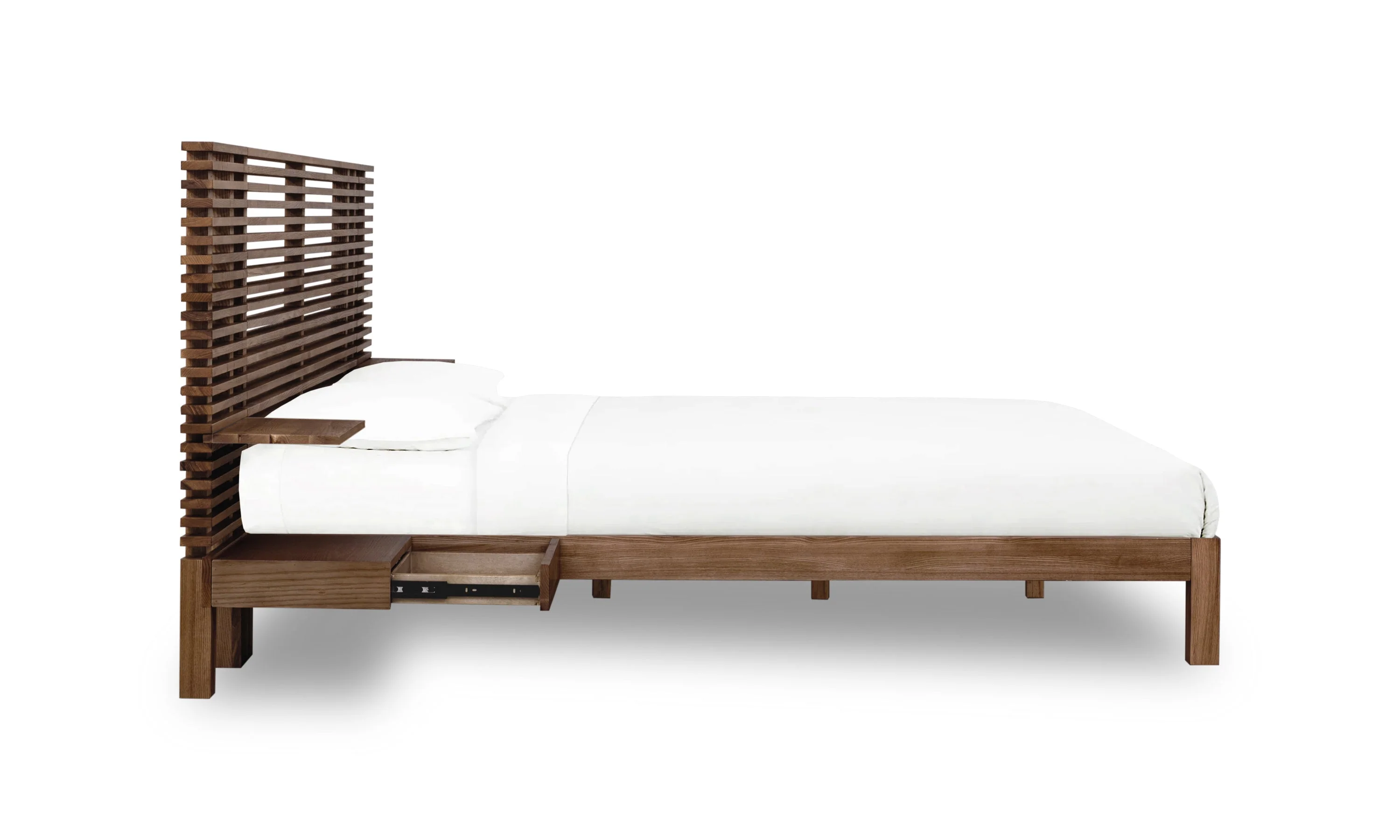 Tanner Solid Ash Eastern King Wall Bed with Integrated Nightstands in Roux - Image 3