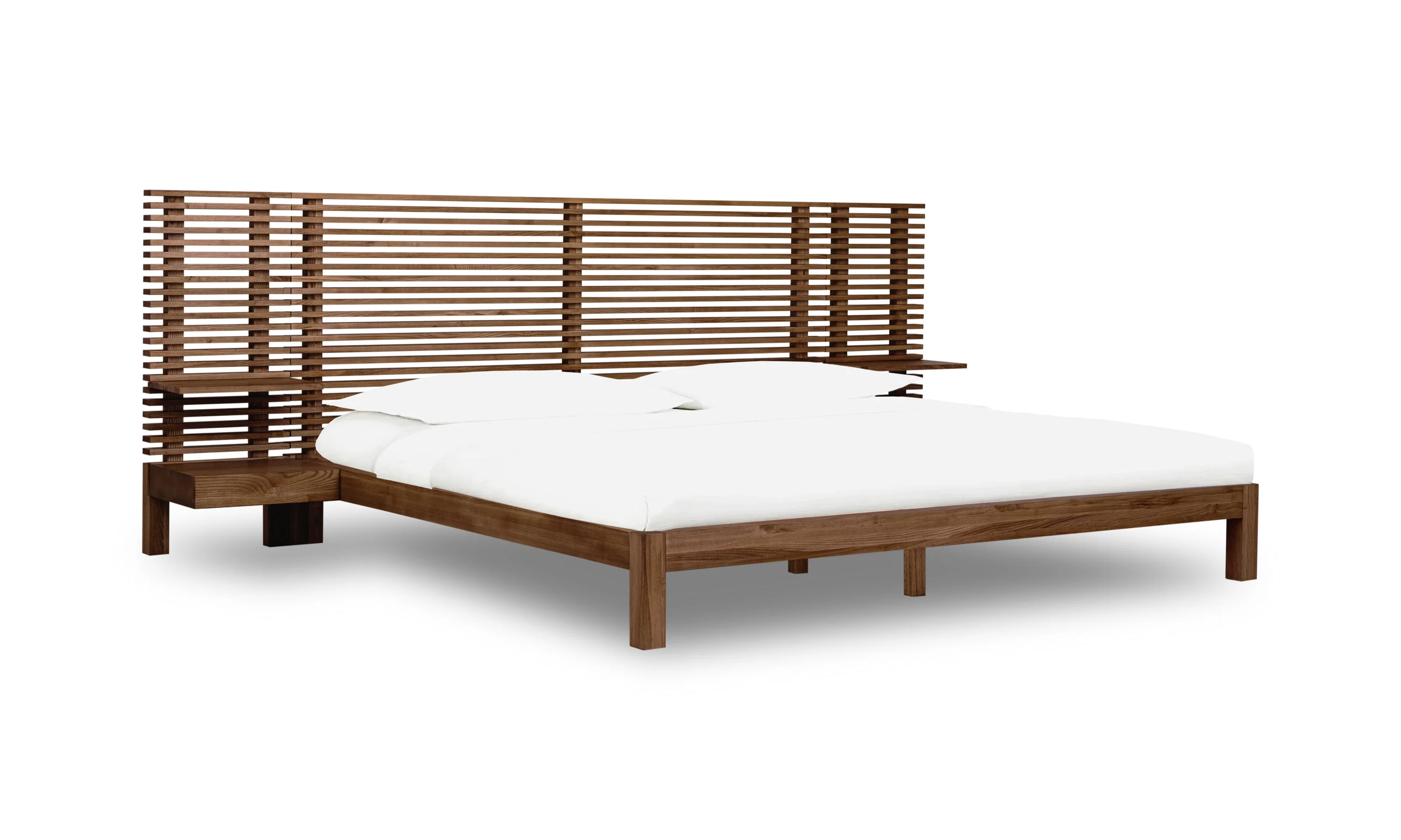 Tanner Solid Ash Eastern King Wall Bed with Integrated Nightstands in Roux - Image 4