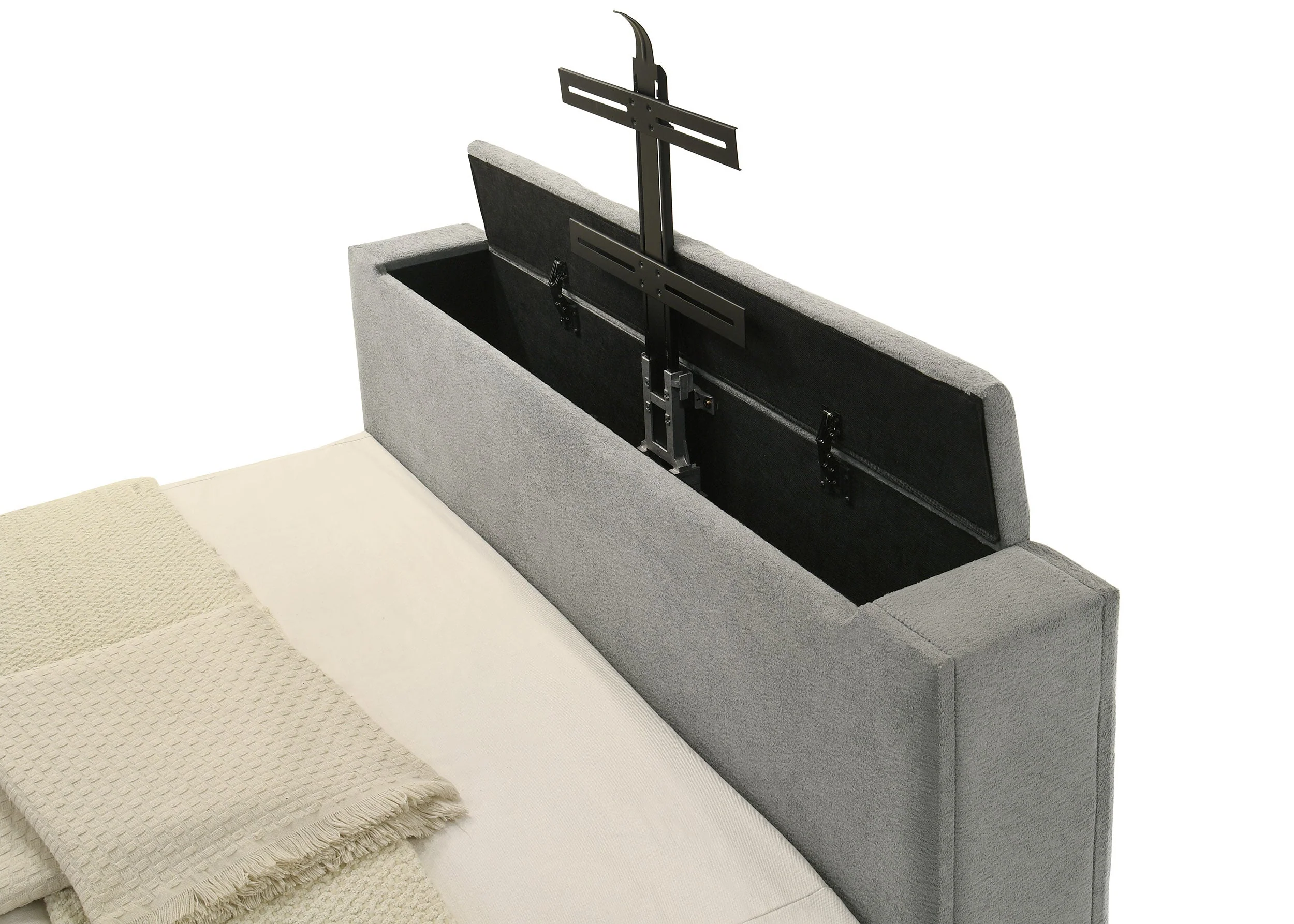 Tara Grey 61-inch Upholstered King Panel TV Bed - Image 10