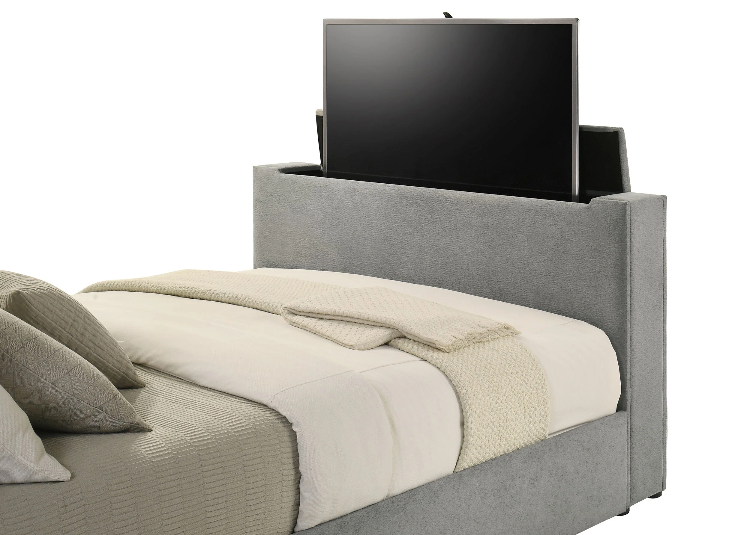 Tara Grey 61-inch Upholstered King Panel TV Bed - Image 11