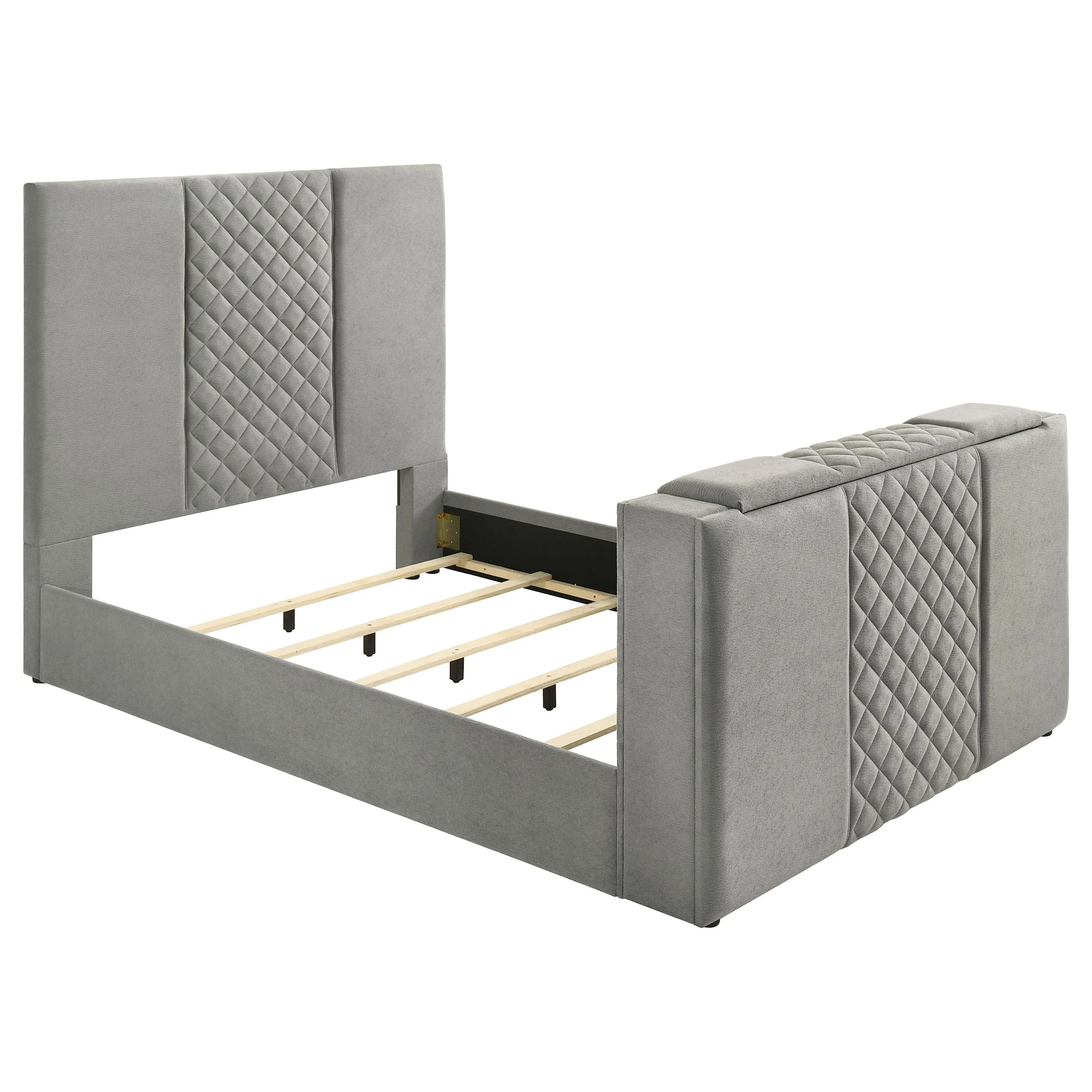 Tara Grey 61-inch Upholstered King Panel TV Bed - Image 5