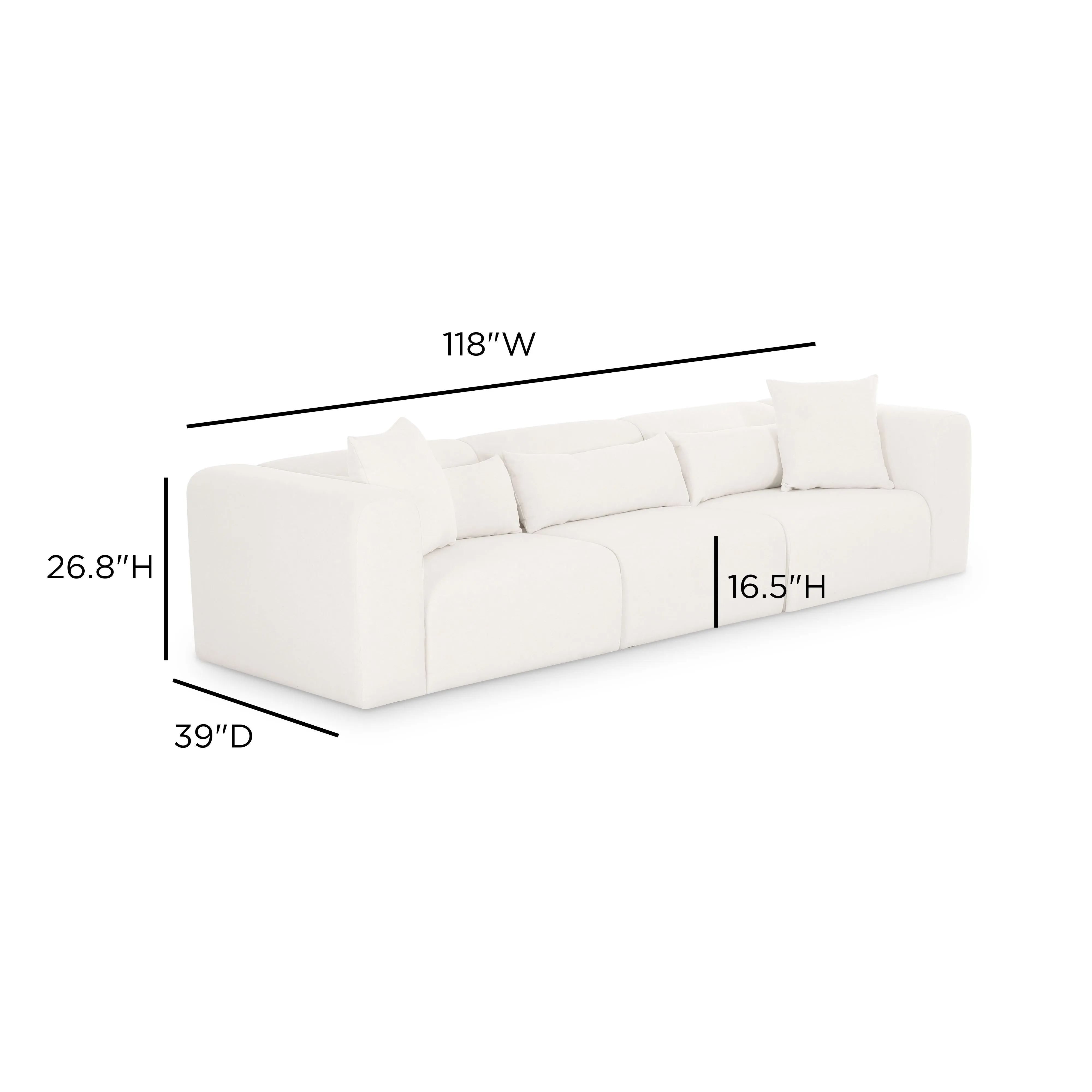 Tarra 118" Cream Performance Chenille Modular Sofa - Image 5