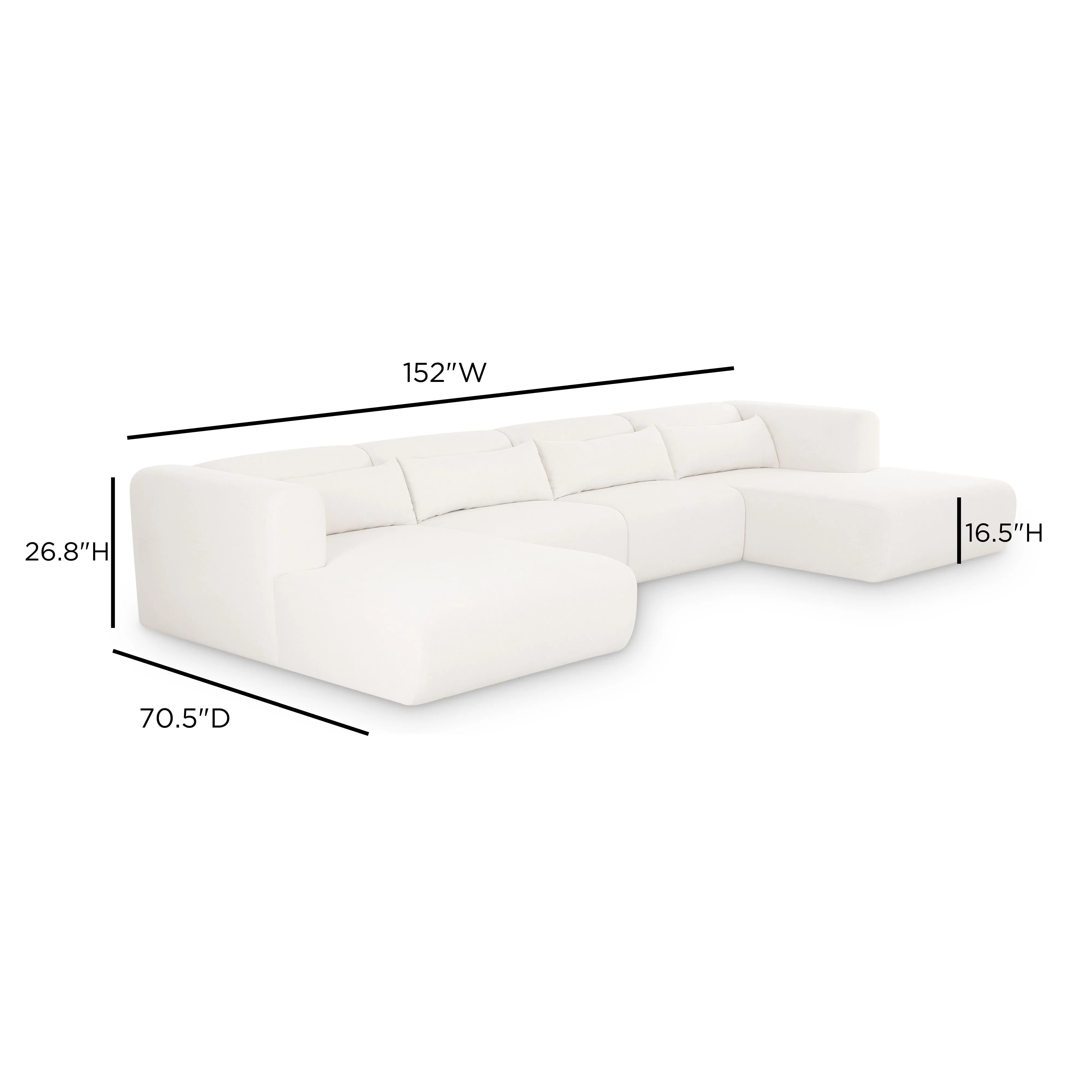 Tarra 4-Piece Cream Performance Chenille Modular U-Sectional - Image 5
