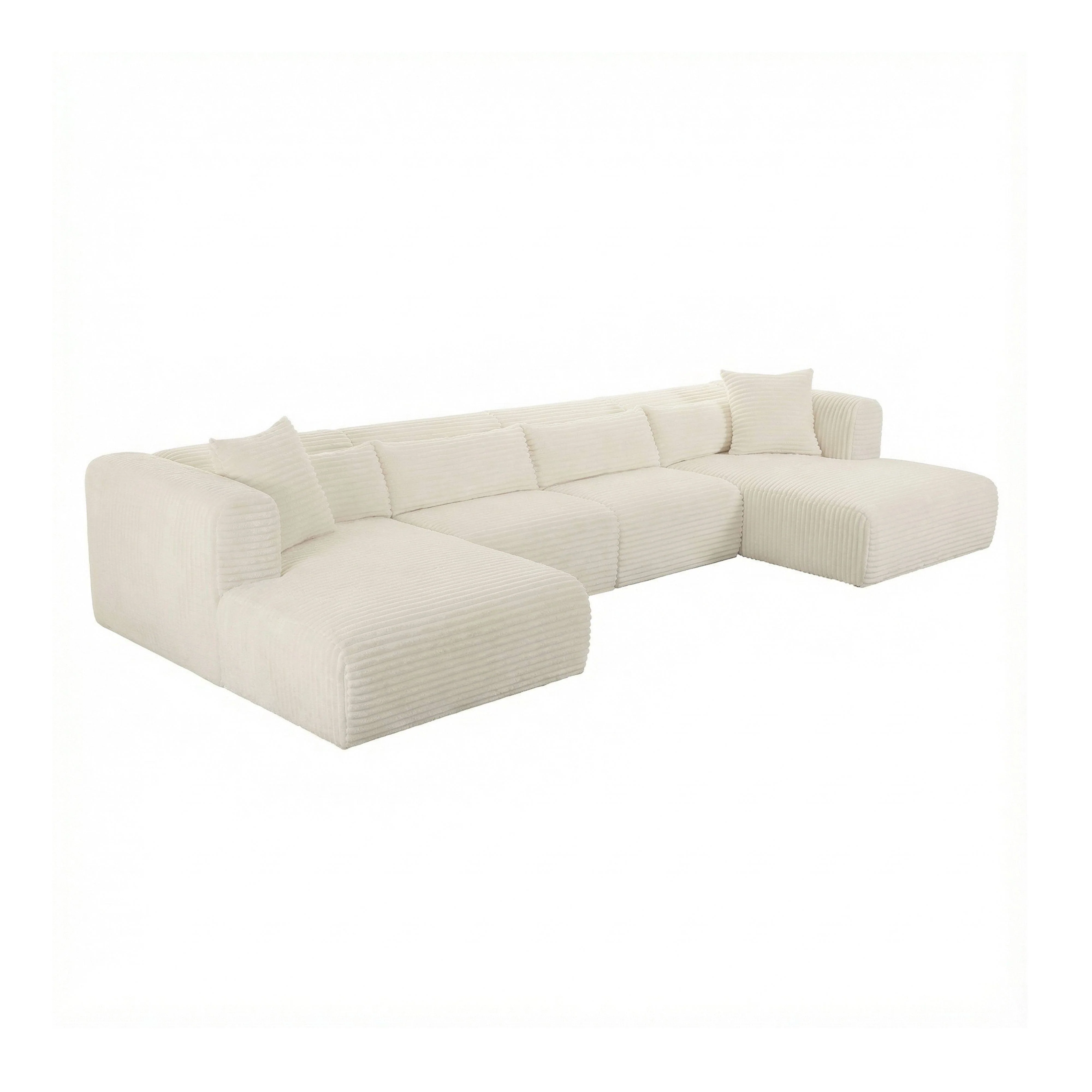 Tarra 4-Piece Fluffy Oversized Performance Corduroy Modular U-Sectional - Image 10
