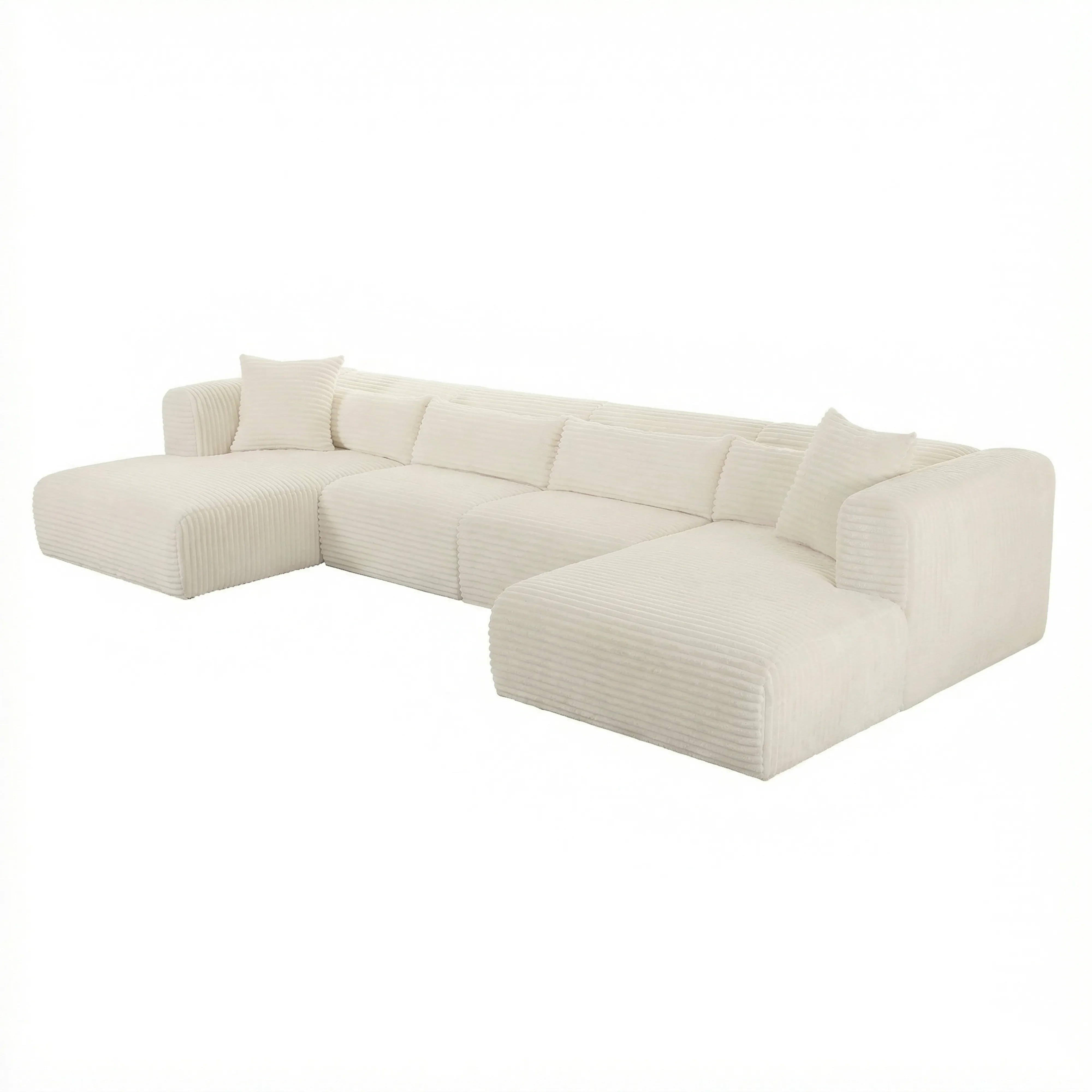 Tarra 4-Piece Fluffy Oversized Performance Corduroy Modular U-Sectional - Image 11
