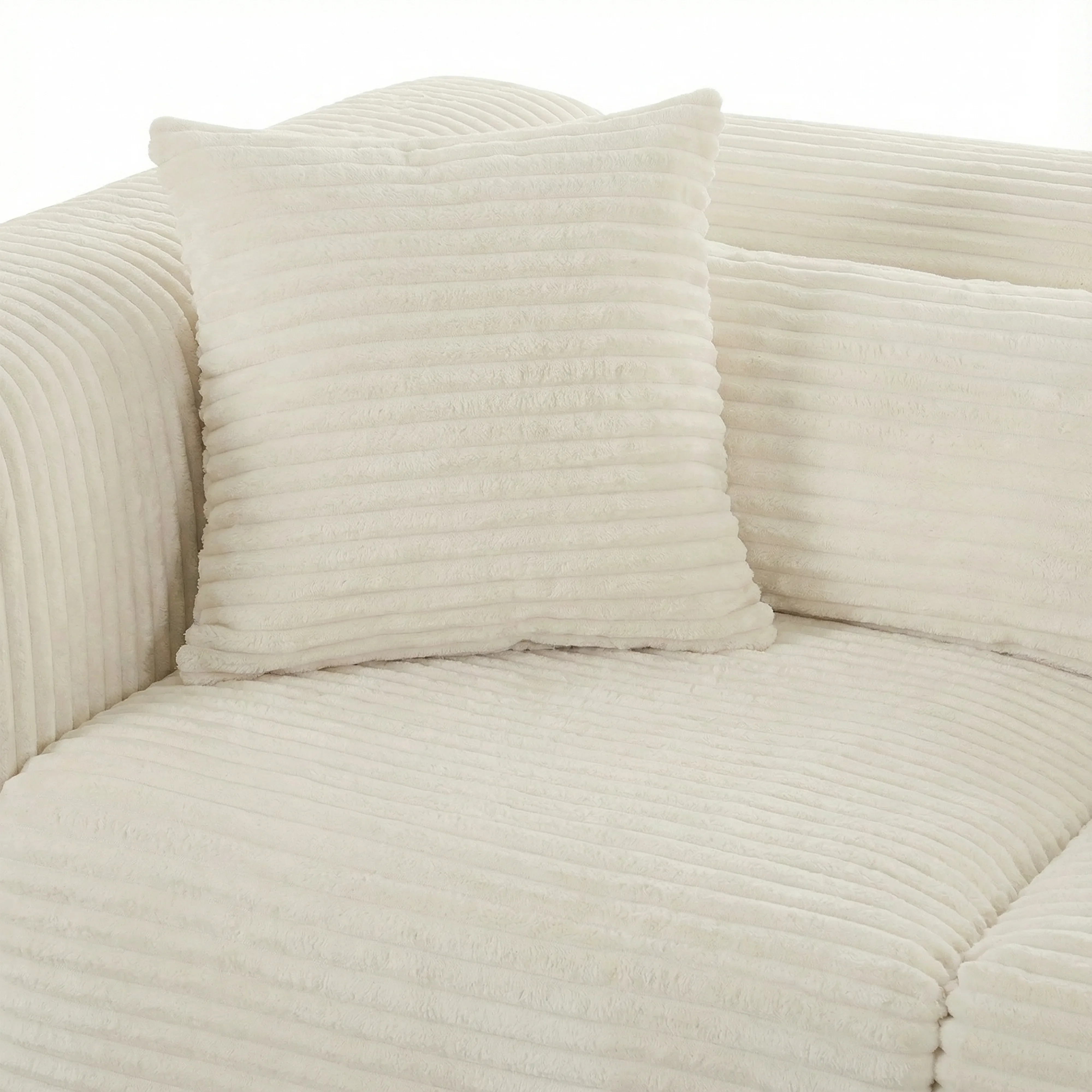 Tarra 4-Piece Fluffy Oversized Performance Corduroy Modular U-Sectional - Image 12