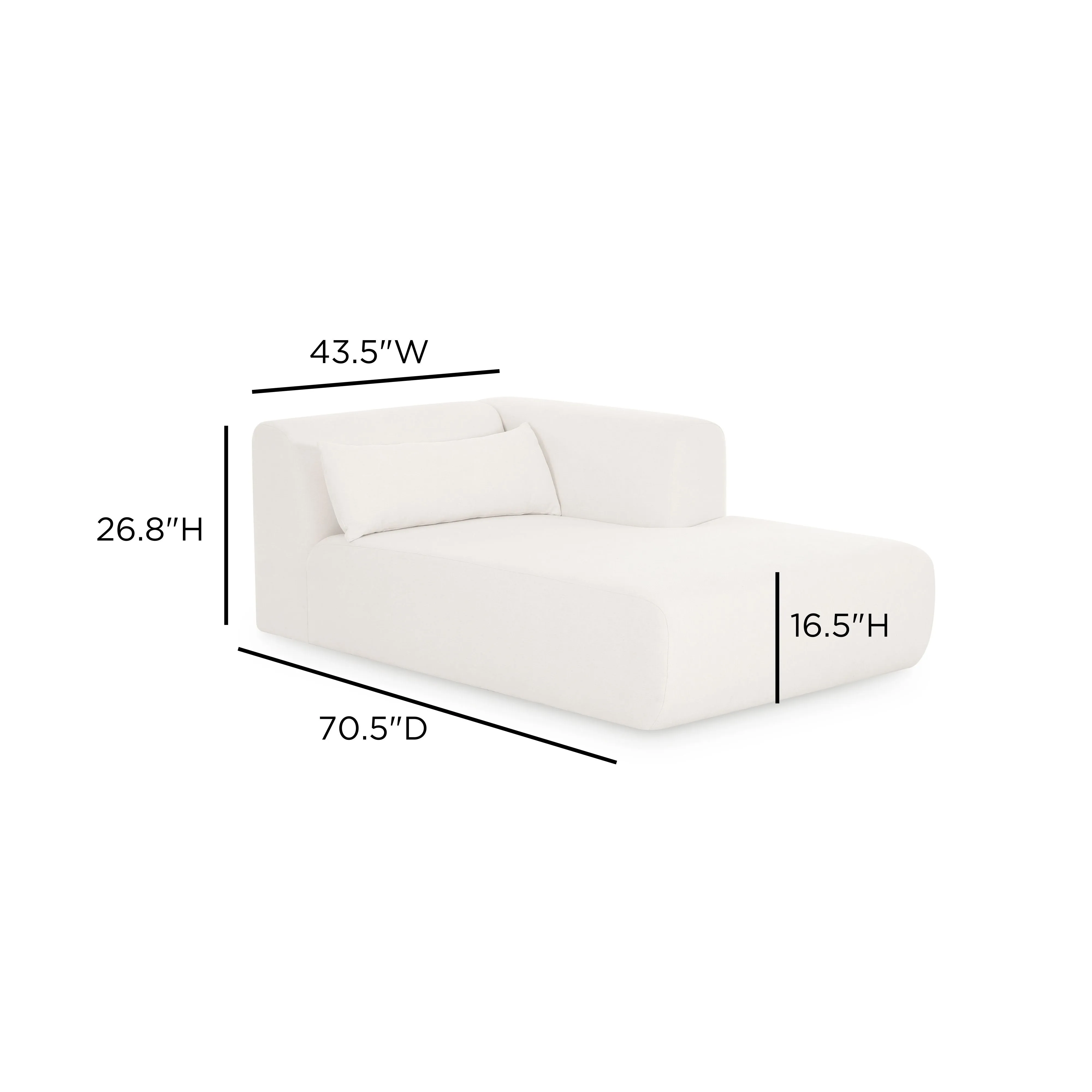 Tarra Cream Performance Chenille Modular Chaise - Image 5