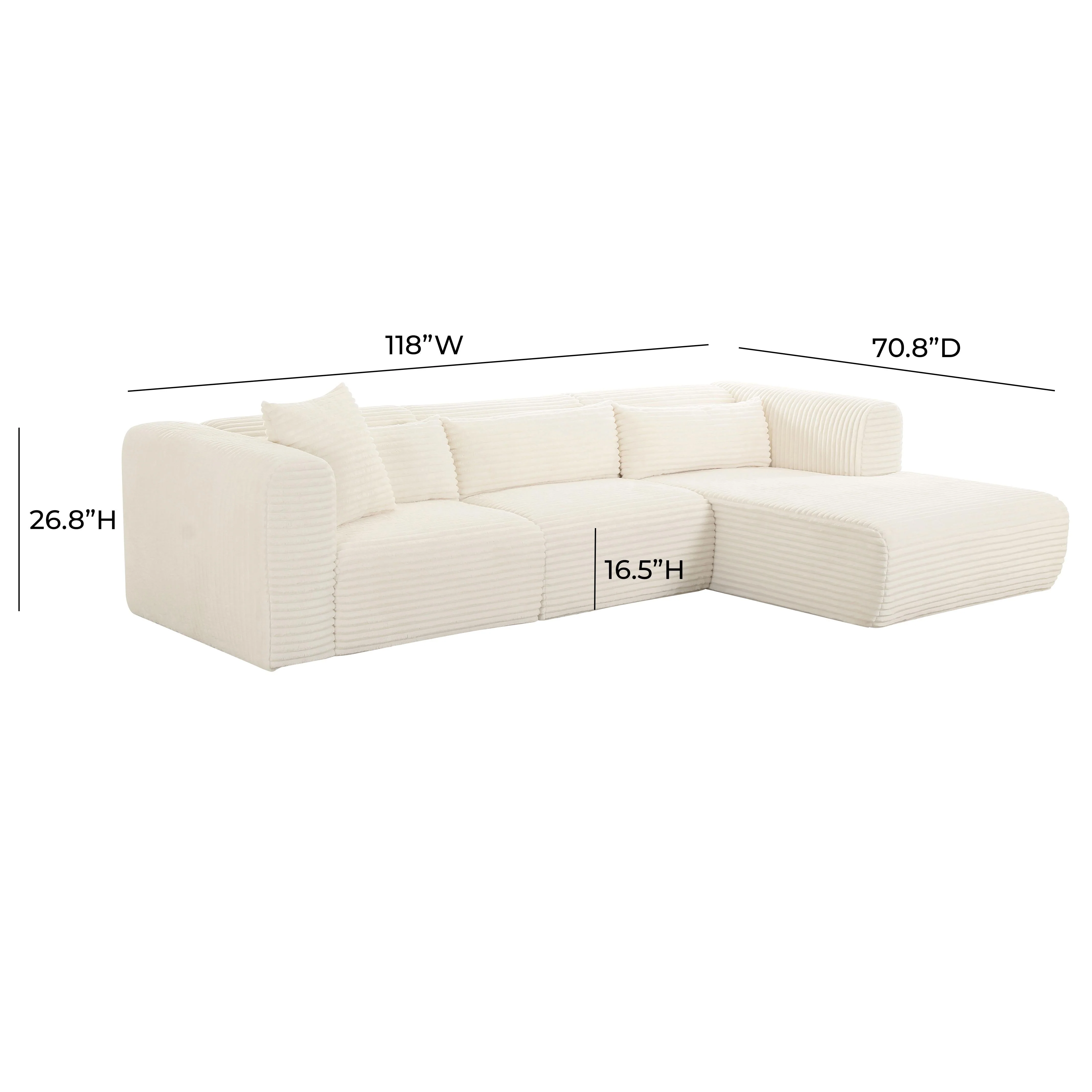 Tarra Fluffy Oversized Corduroy Modular Sectional - Image 6