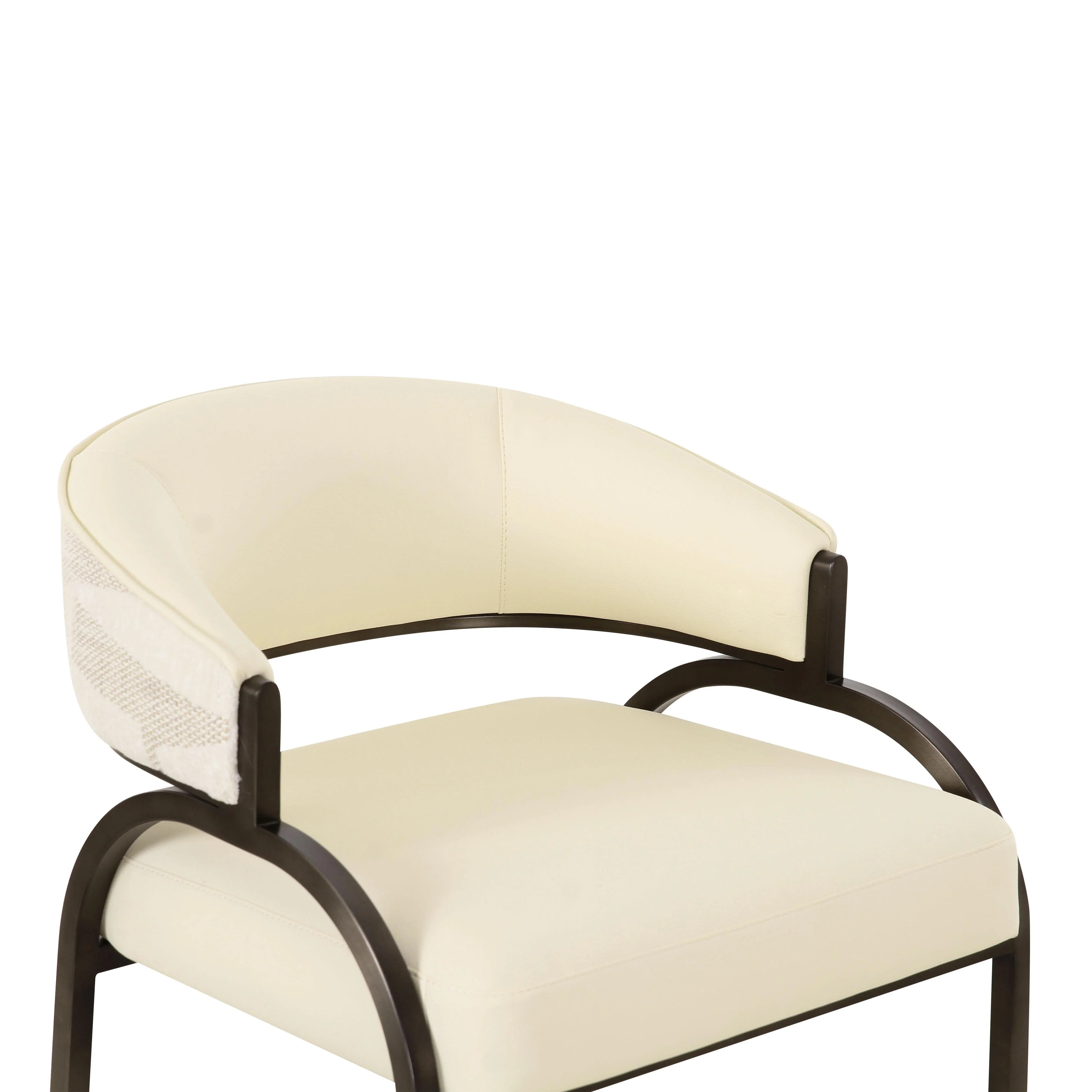Tatum Cream Vegan Leather and 2-Tone Jacquard Counter Stool - Image 5