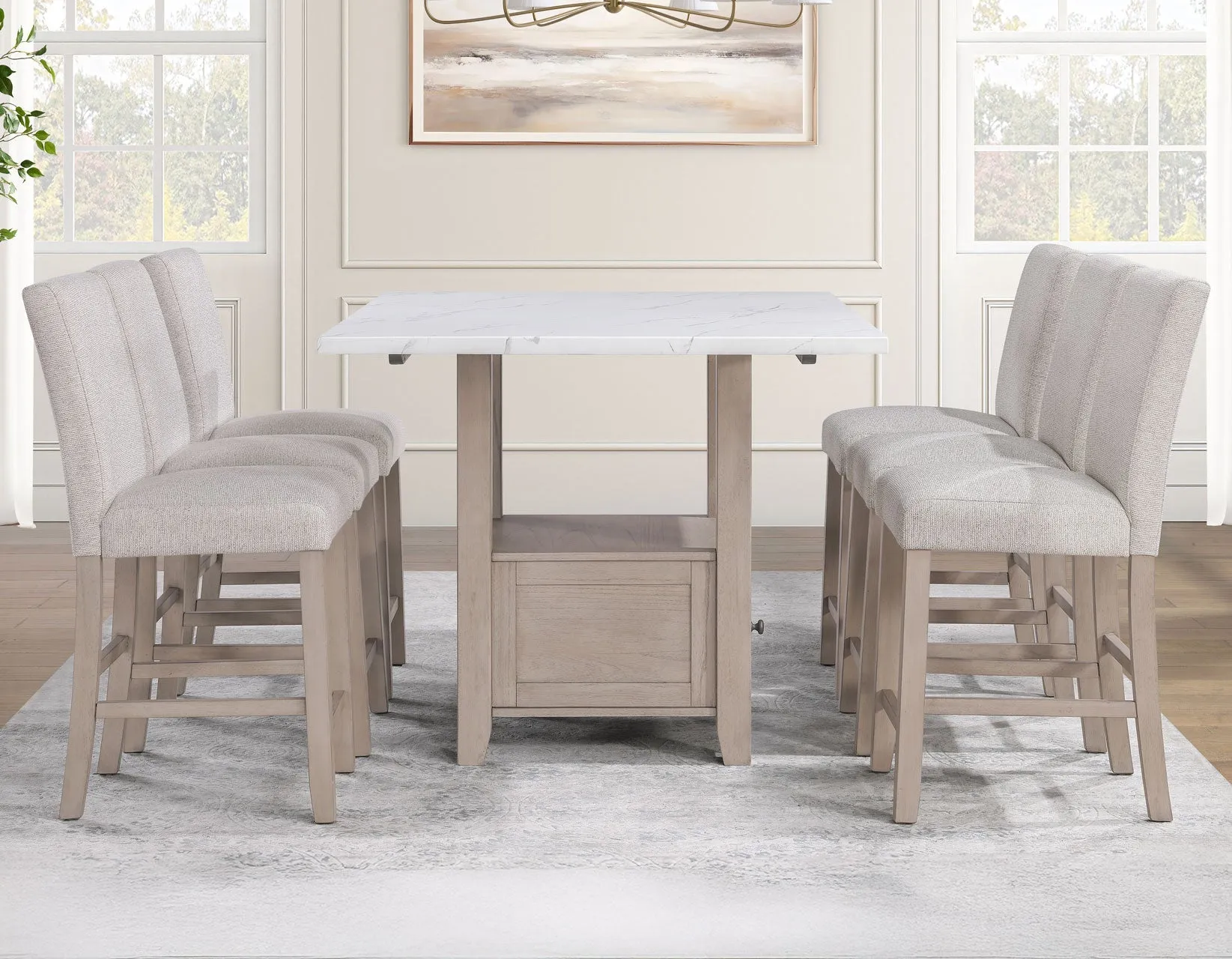 Taylor Tan Faux-Marble Counter Height Dining Set - Image 21