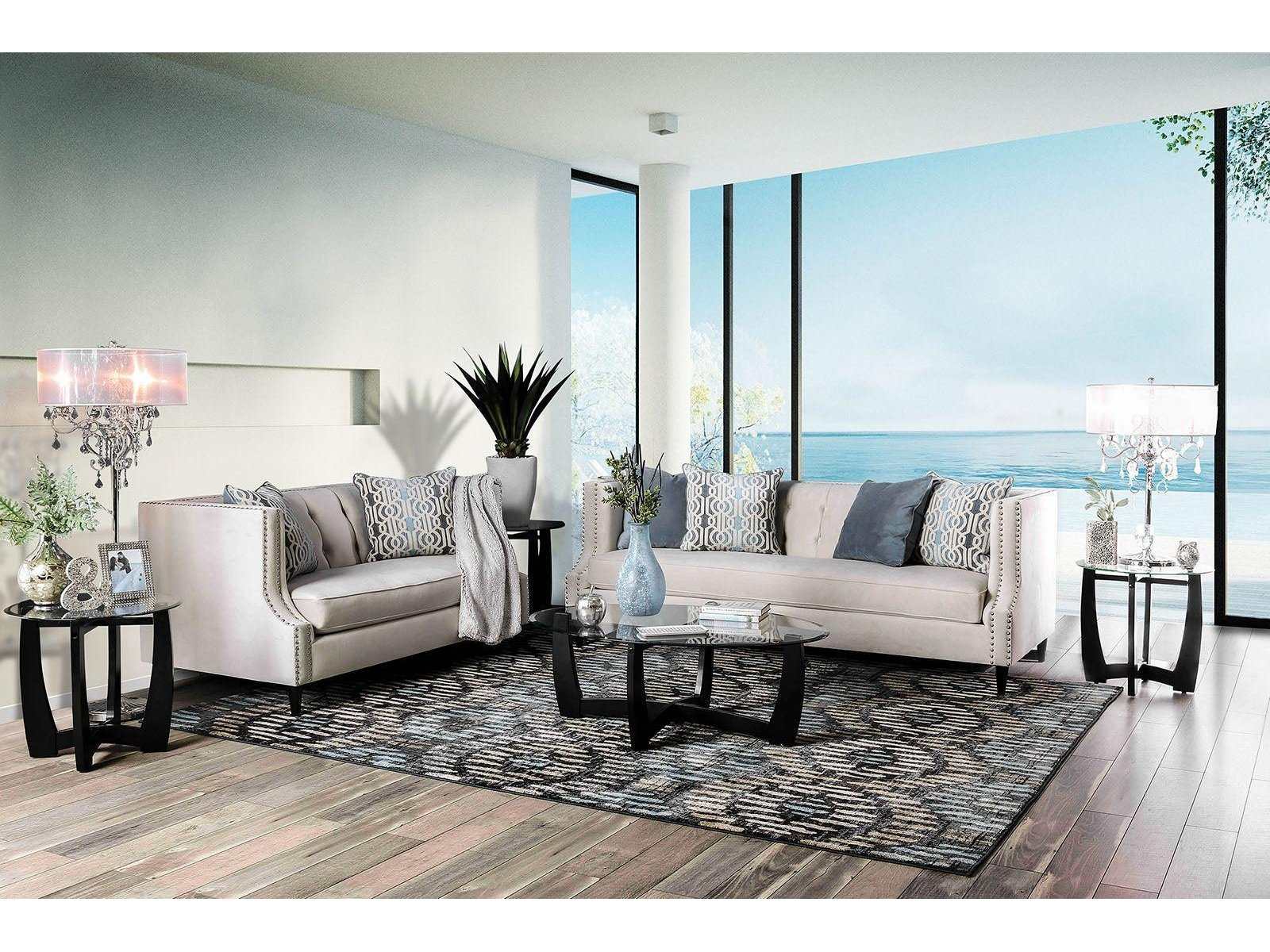 Tegan Beige Stationary Sofa & Loveseat