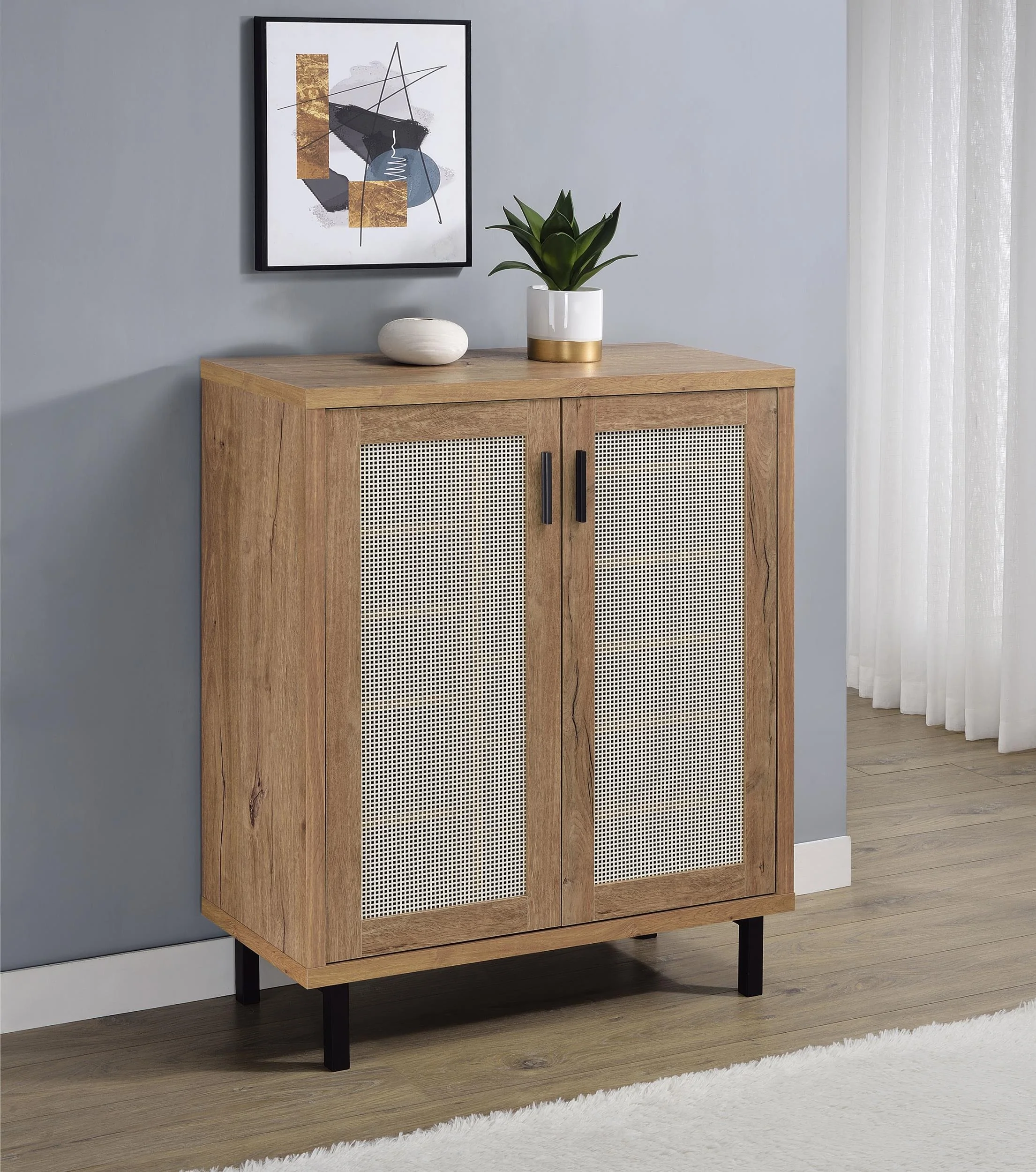 Teller Natural Oak 2-Door Shoe Storage Cabinet