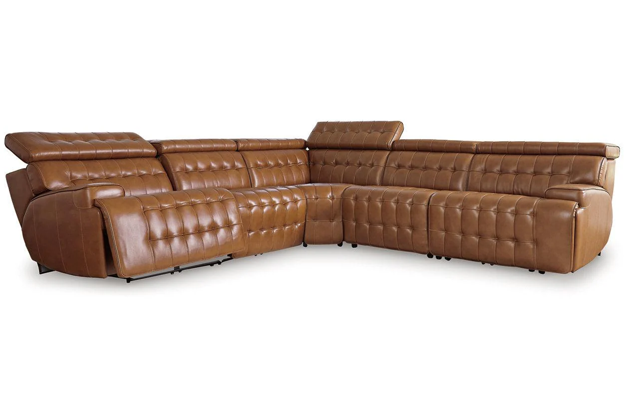 Temmpton Chocolate 5-Piece Power Reclining Modular Sectional - Image 5