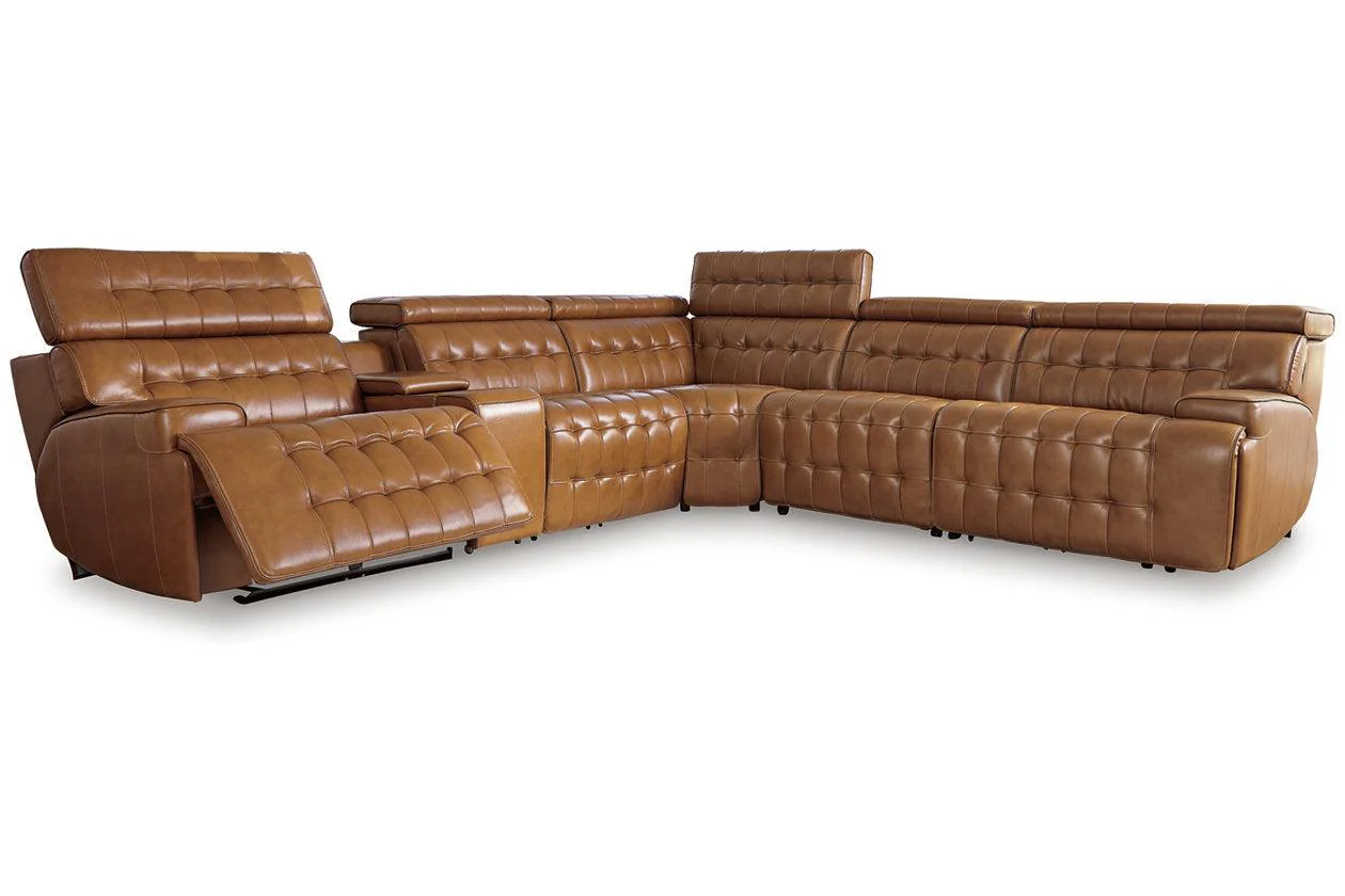 Temmpton Chocolate 6-Piece Power Reclining Modular Sectional - Image 5