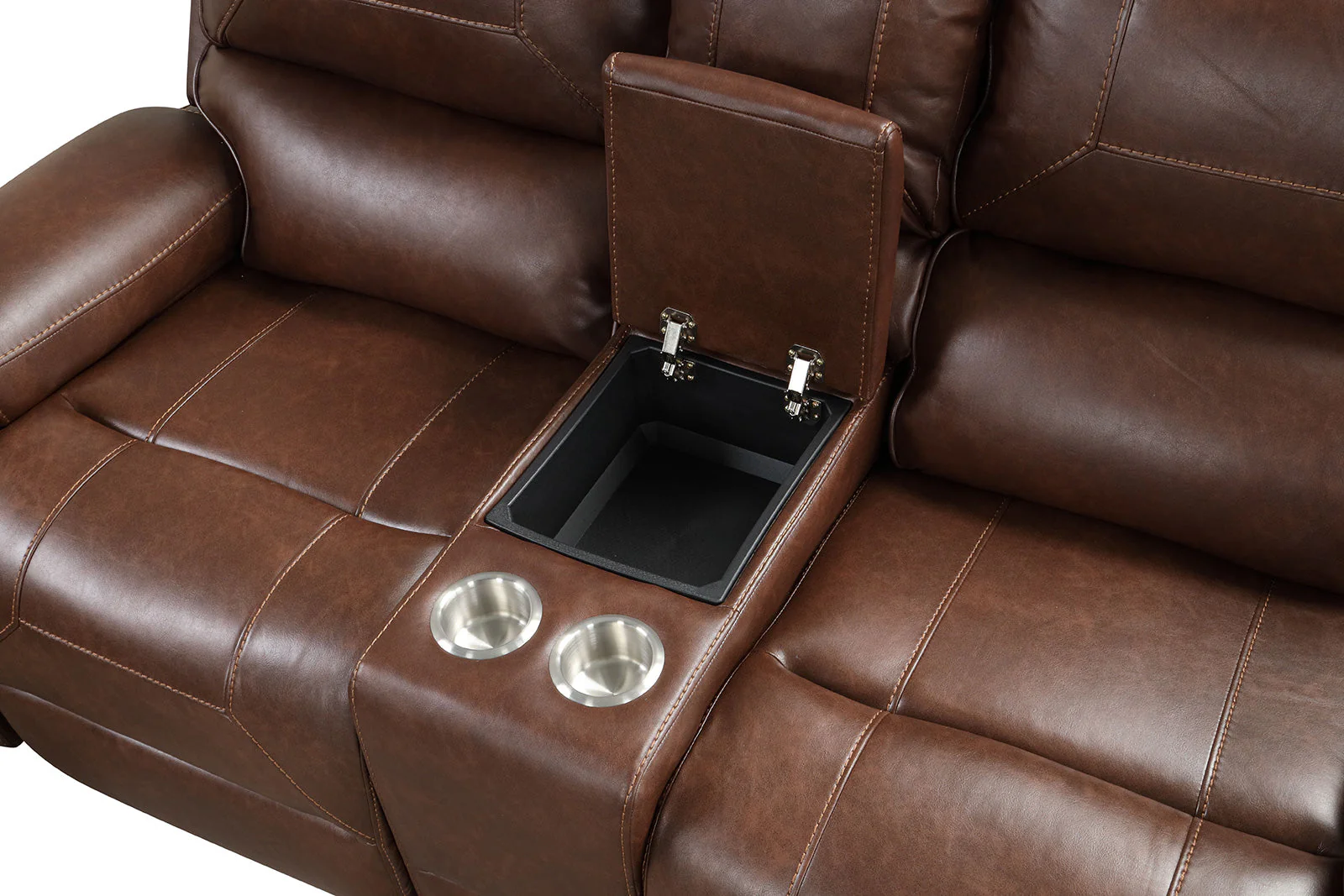 Tepic Brown Leatherette 3 Piece Living Room Set - Image 5