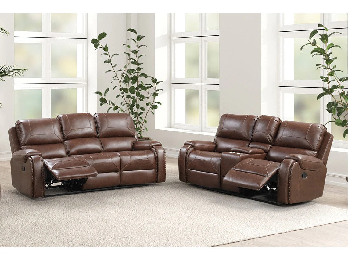 Tepic Brown Leatherette Living Room Set