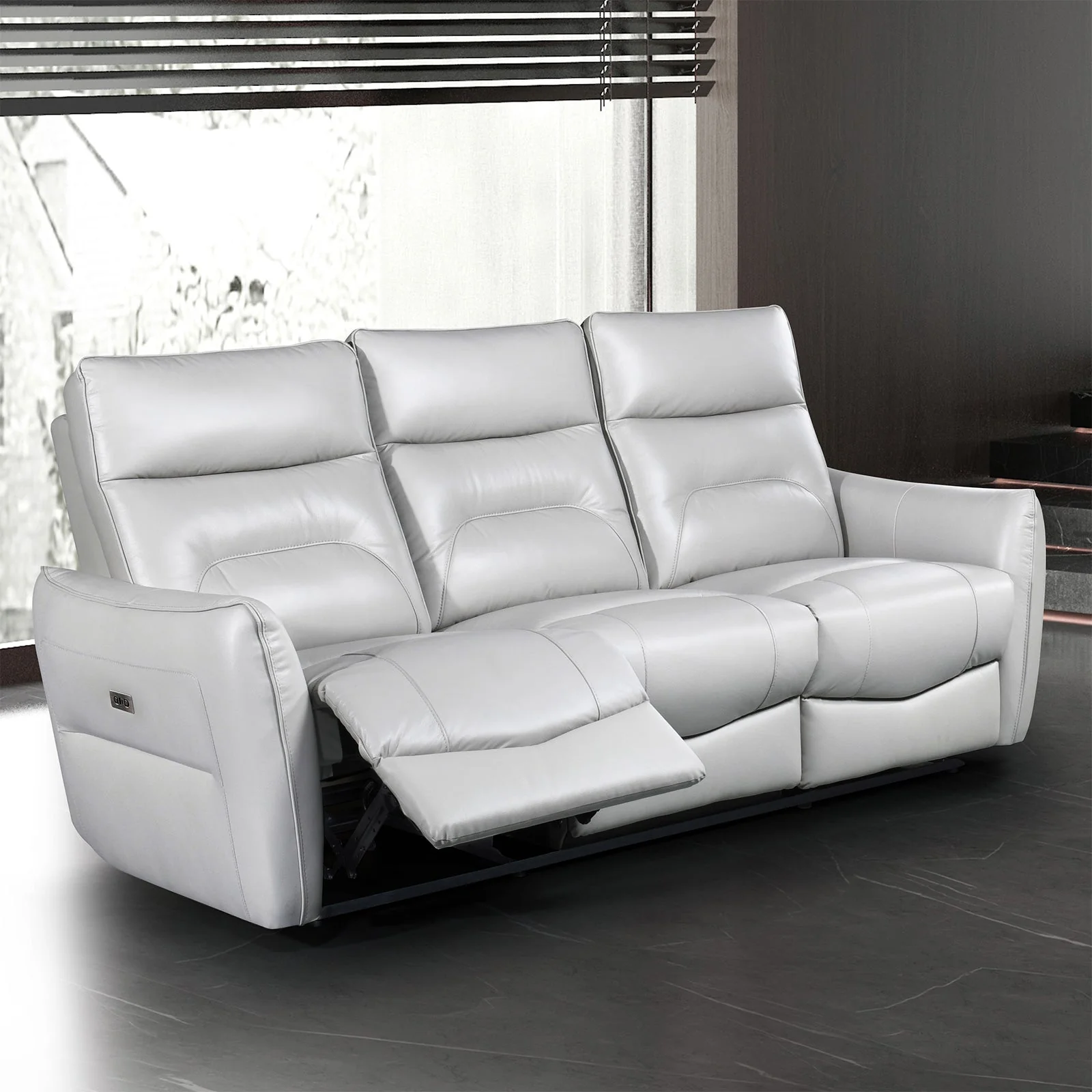 Terentius Taupe Leather Match Reclining Living Room Set - Image 2