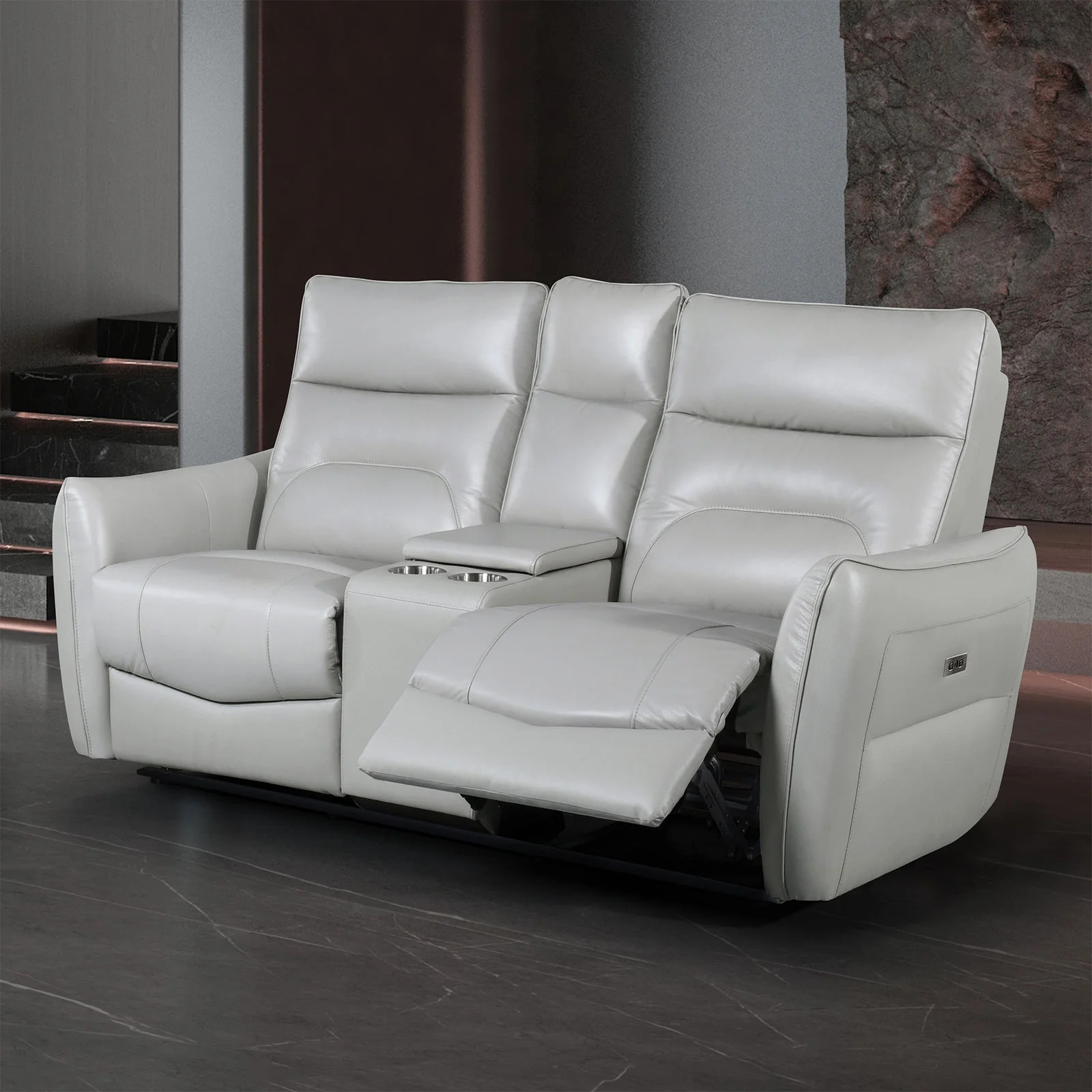 Terentius Taupe Leather Match Reclining Living Room Set - Image 3