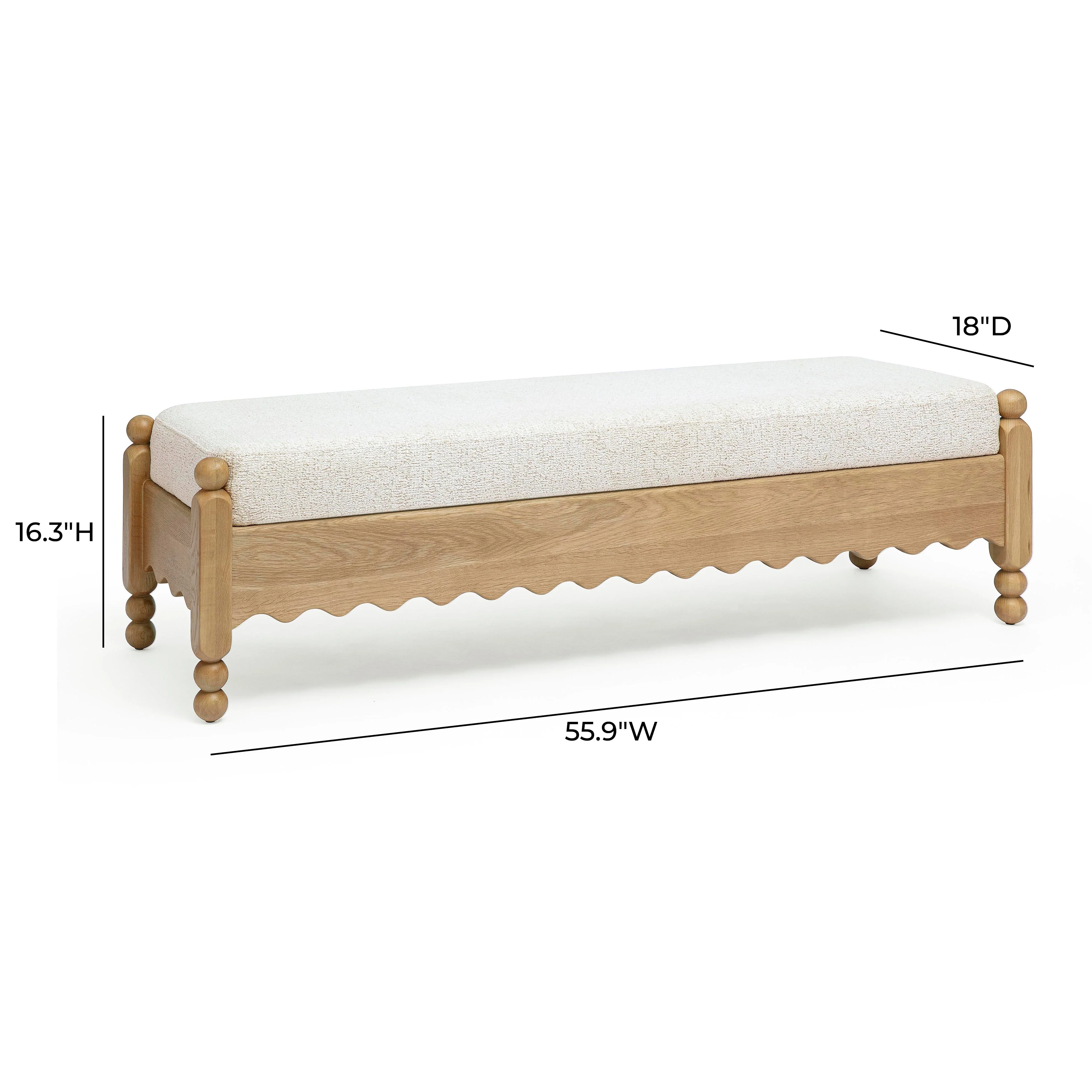 Thelma 56" Cream Performance Basketweave Bench - Image 6