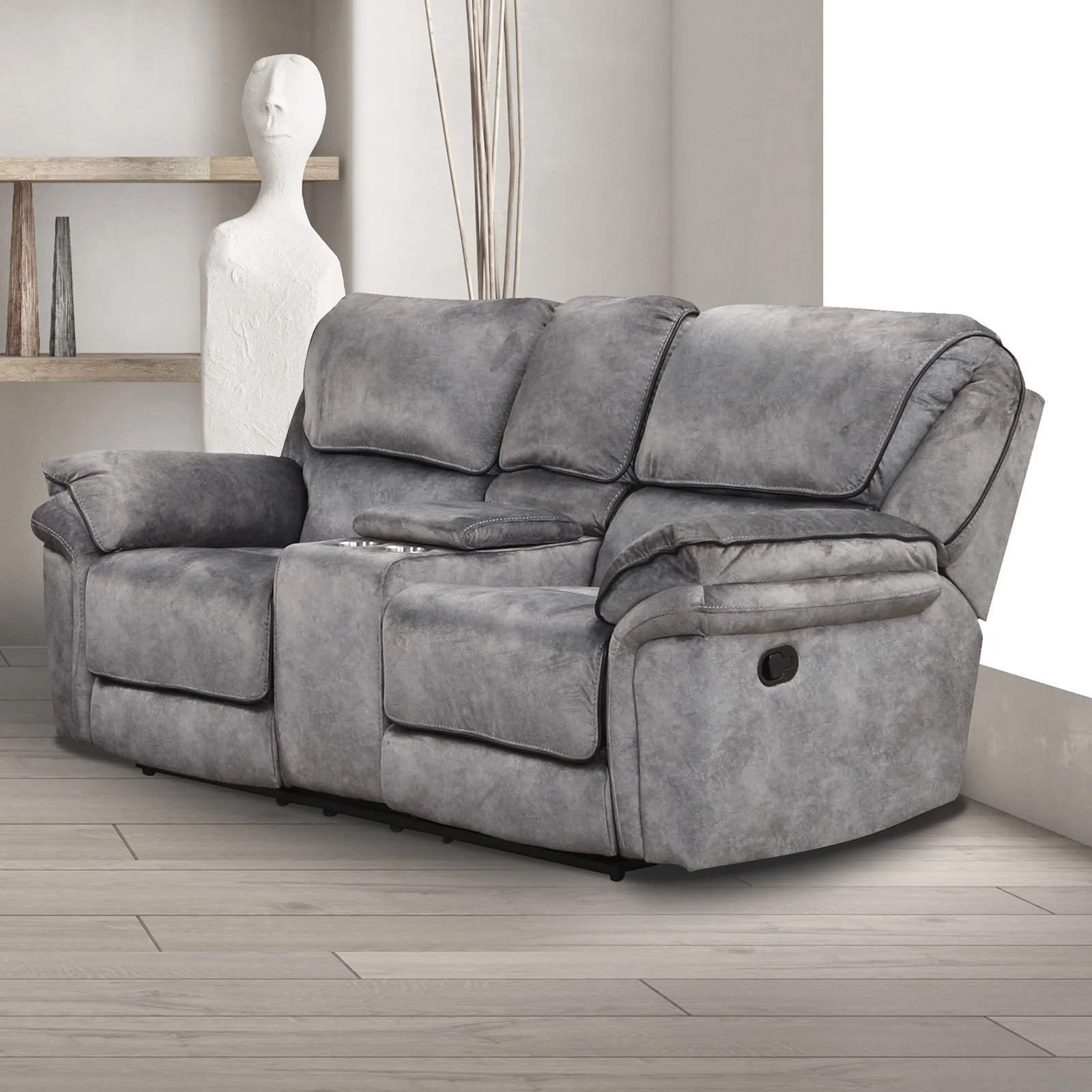 Themis Gray Manual Loveseat