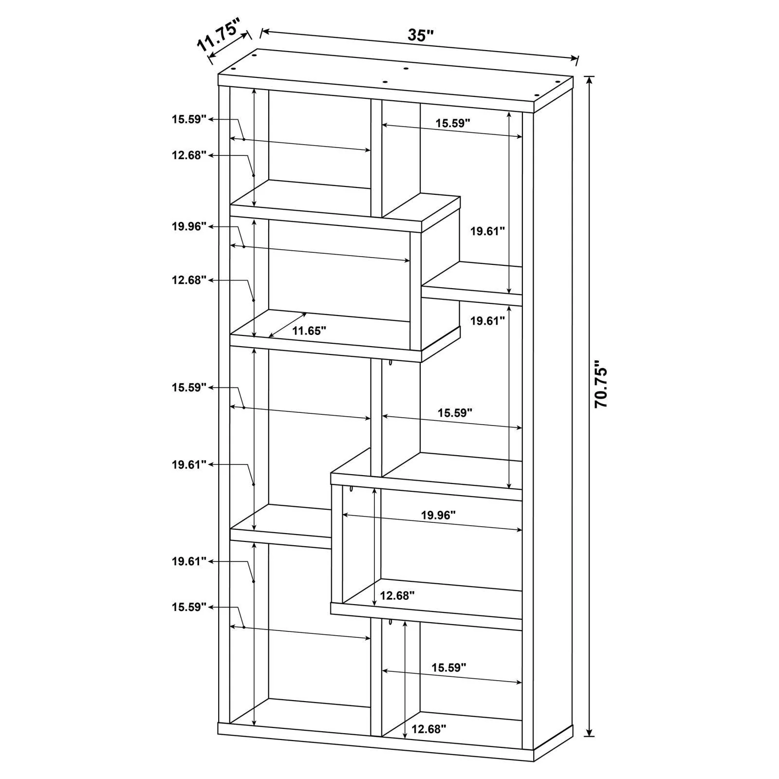 Theo White 10-Shelf Bookcase - Image 5