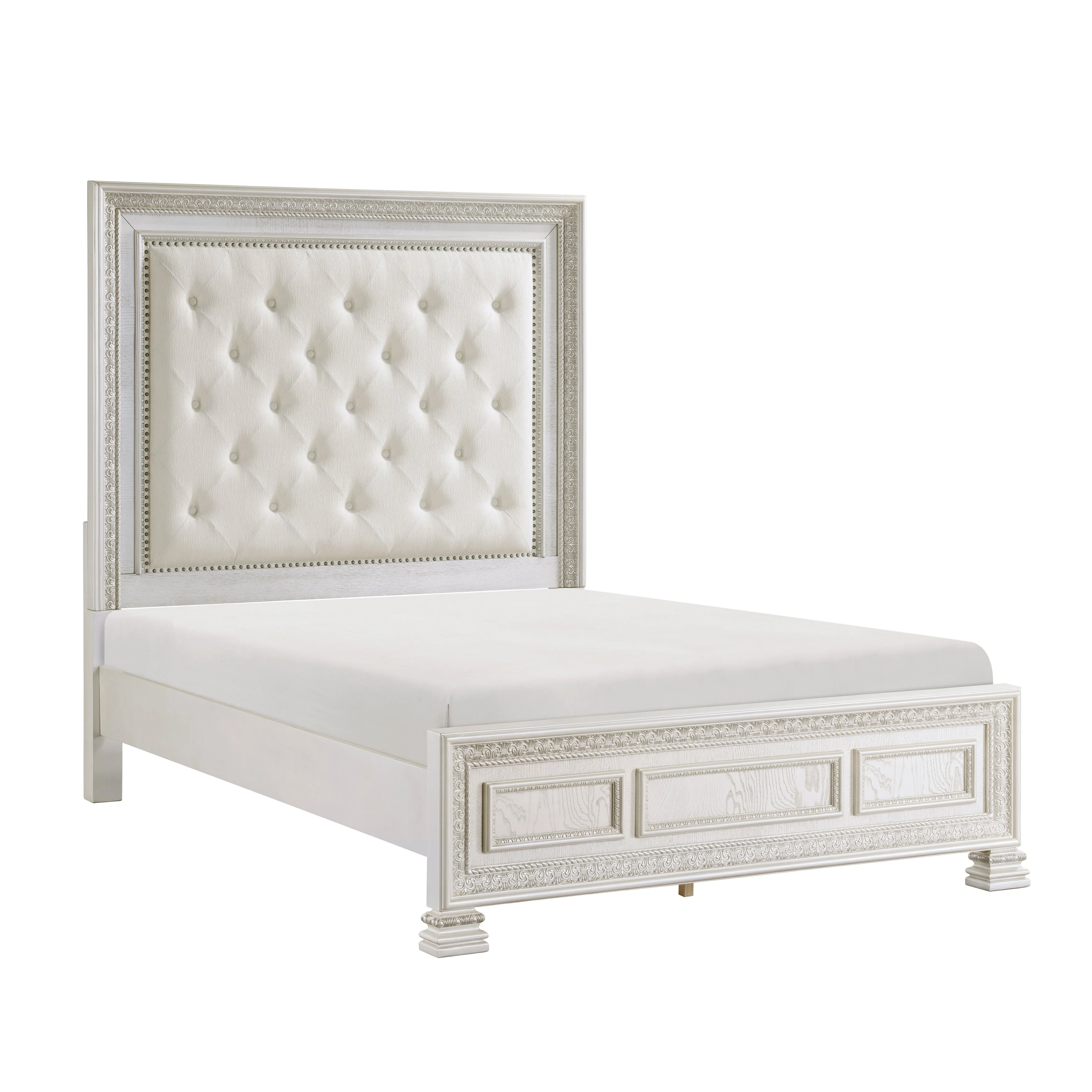 Theodora Pearl White California King Bed - Image 3