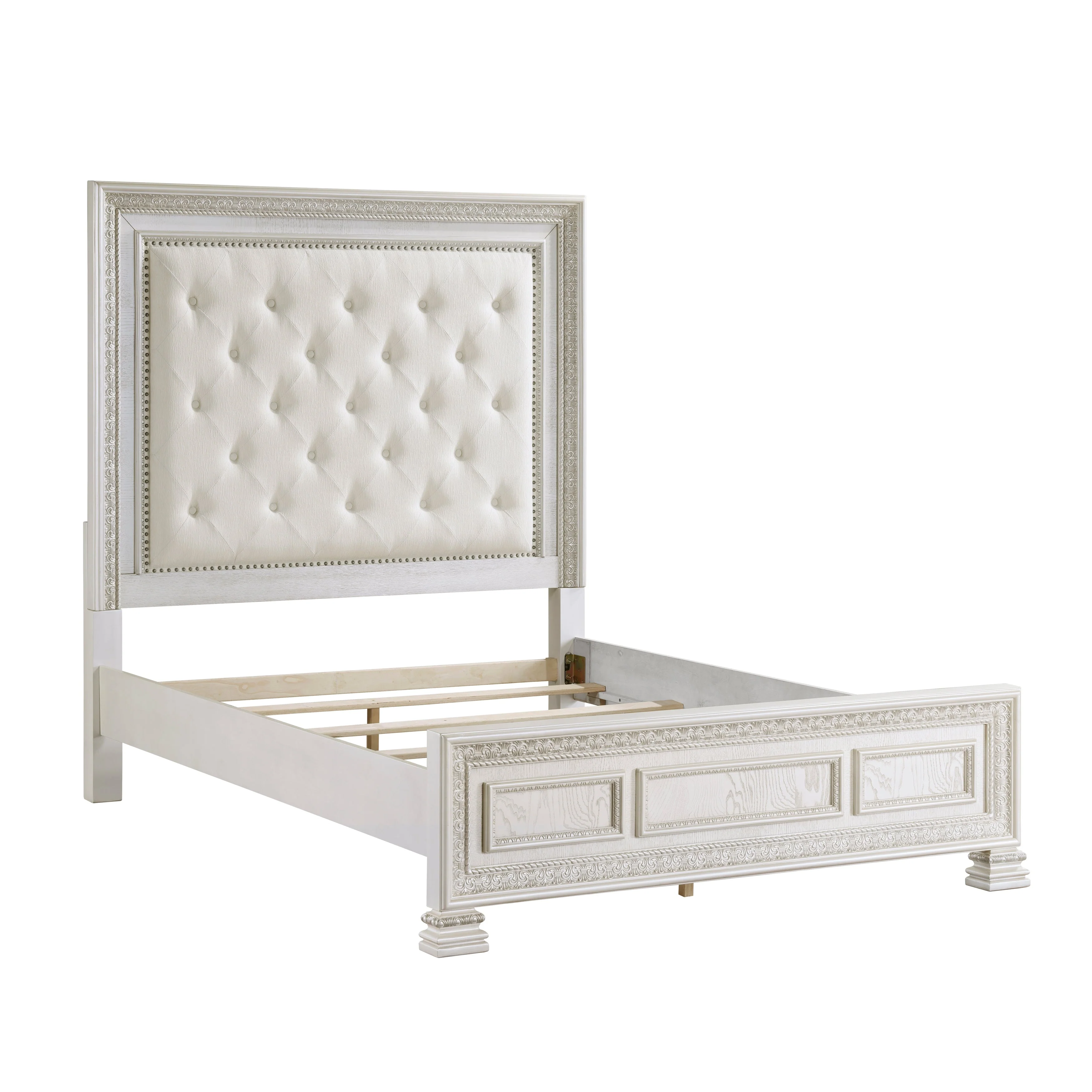 Theodora Pearl White King Panel Bed - Image 3