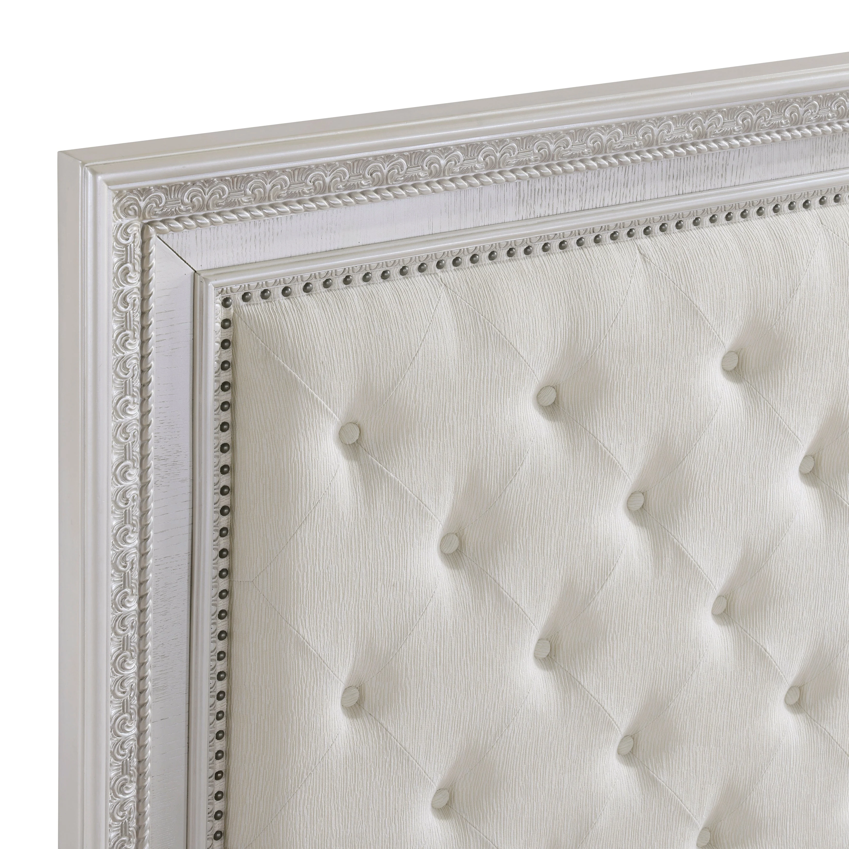 Theodora Pearl White King Panel Bed - Image 6
