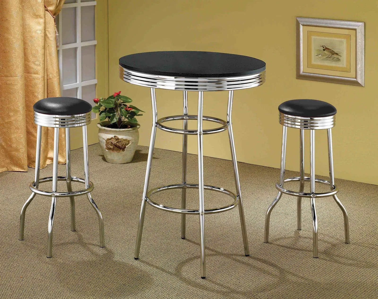 Theodore Black/Chrome Round Bar Table - Image 3