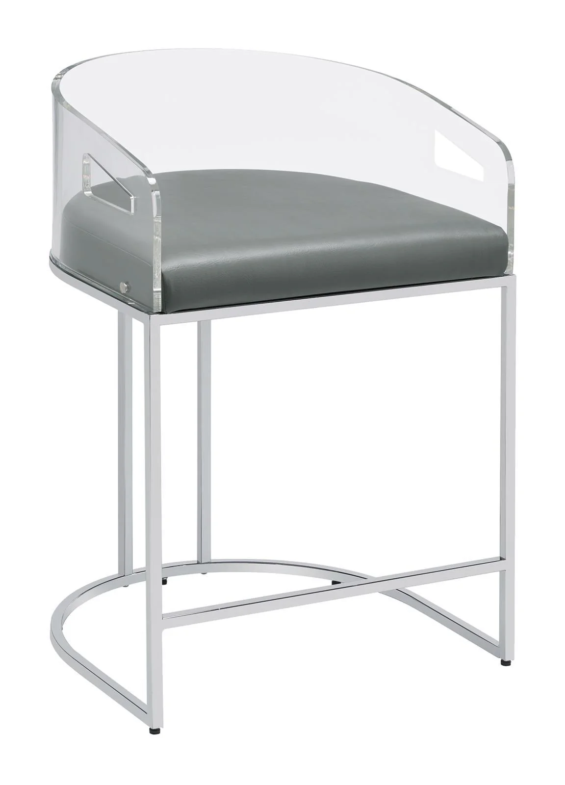 Thermosolis Gray/Chrome Acrylic Back Counter Height Stools, Set of 2 - Image 2