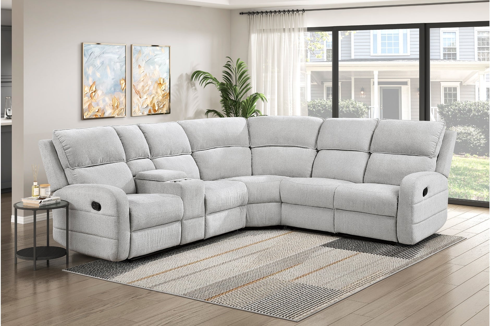 Thorne Gray 3-Piece Reclining Sectional with Left Console
