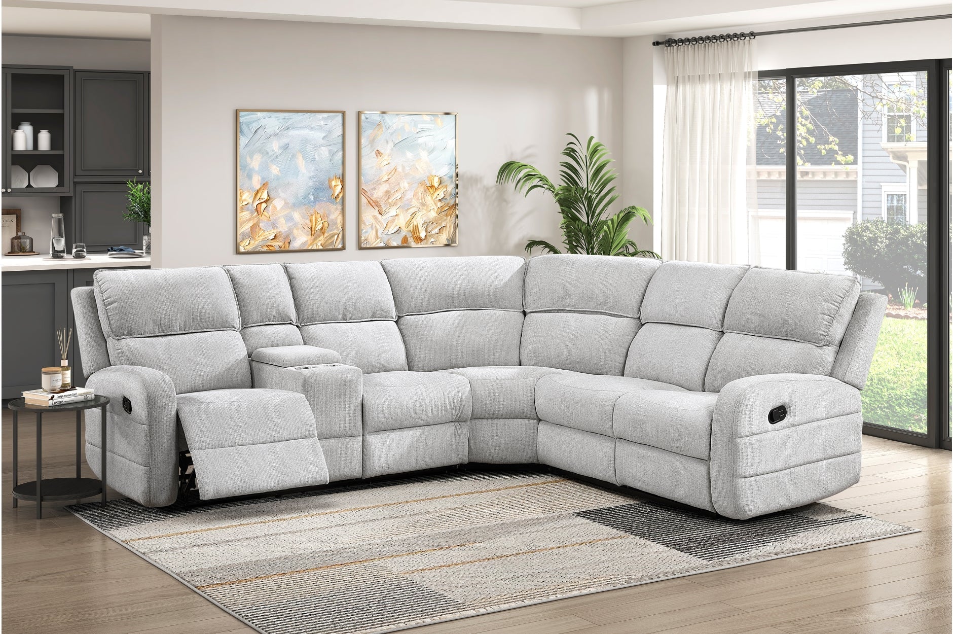Thorne Gray 3-Piece Reclining Sectional with Left Console - Image 6