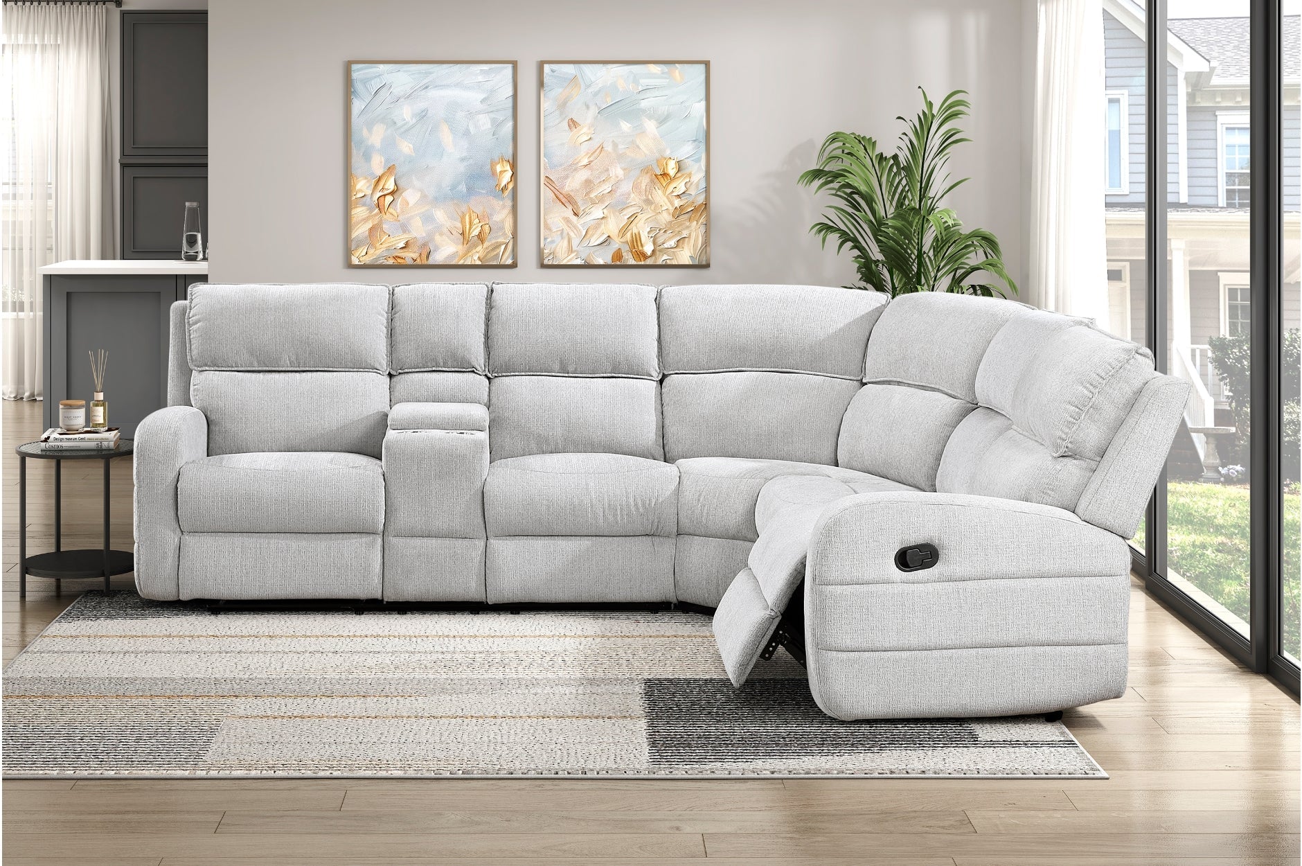 Thorne Gray 3-Piece Reclining Sectional with Left Console - Image 8