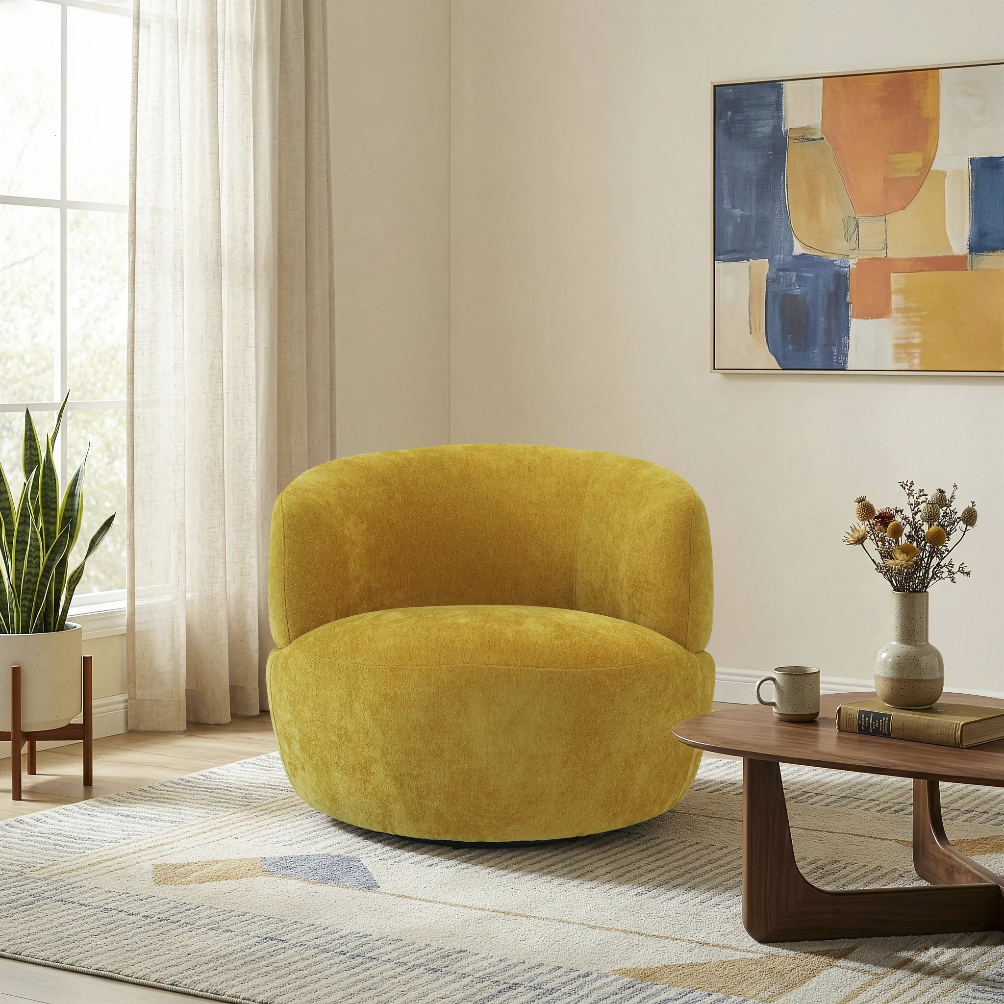 Thornton Gold Chenille Swivel Chair - Image 2