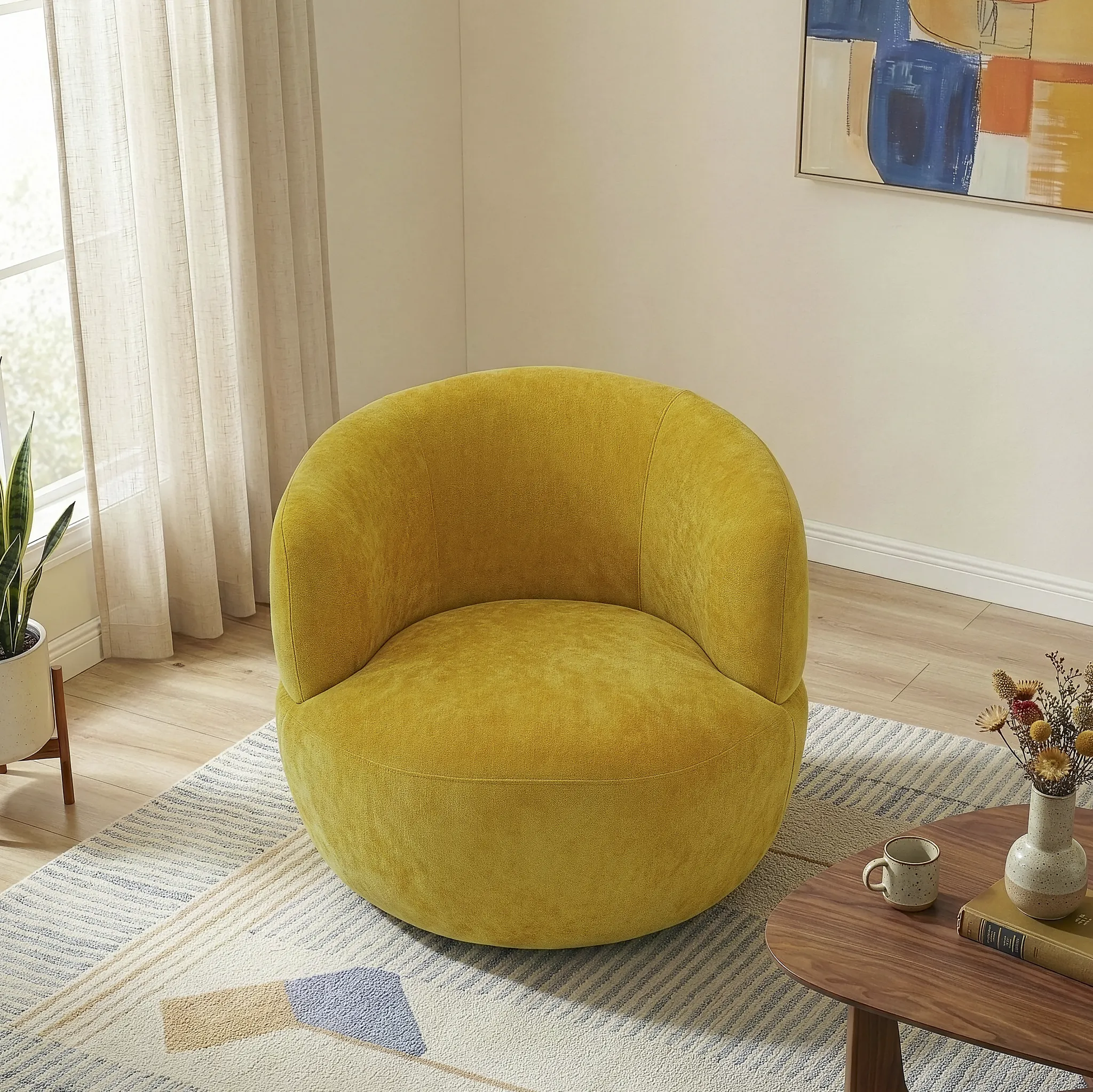 Thornton Gold Chenille Swivel Chair - Image 4
